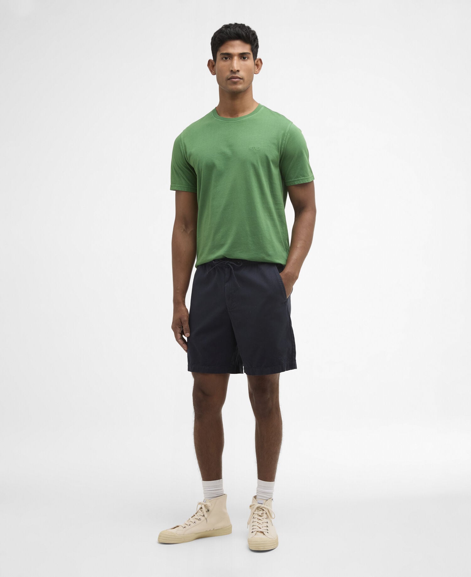 Washed Oxford Relaxed Shorts Navy