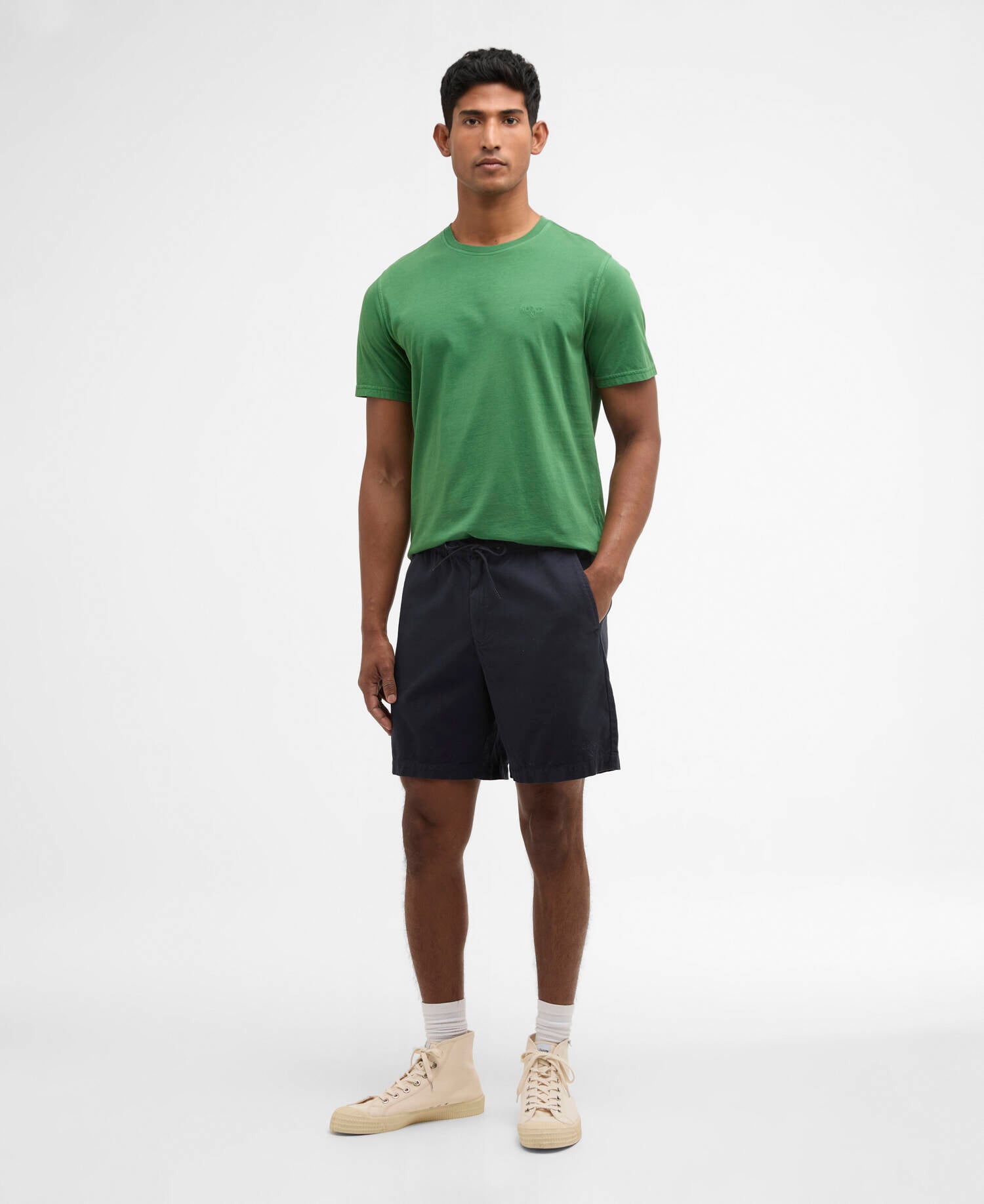 Washed Oxford Relaxed Shorts Navy image number 0