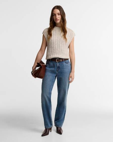Adalyn High-Rise Straight Jeans Mid Blue
