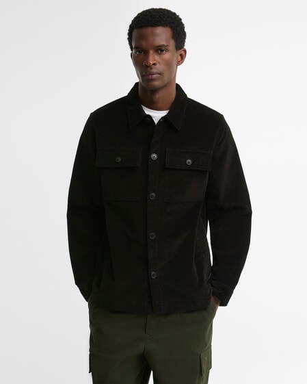 Tartan Trimmed Cord Overshirt Olive