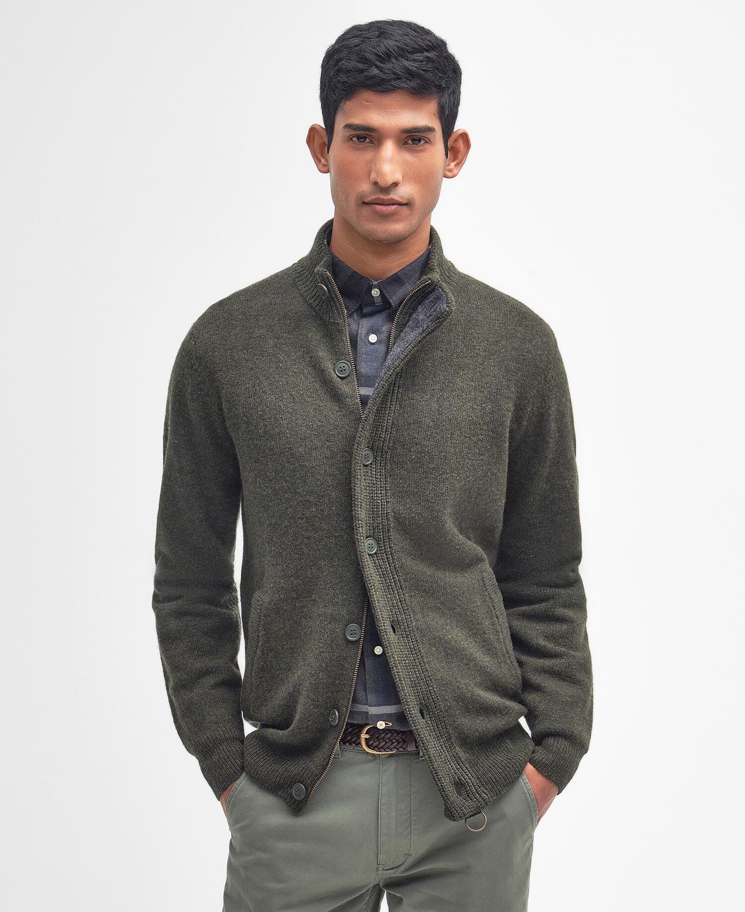 Essential Elbow-Patch Cardigan Seaweed