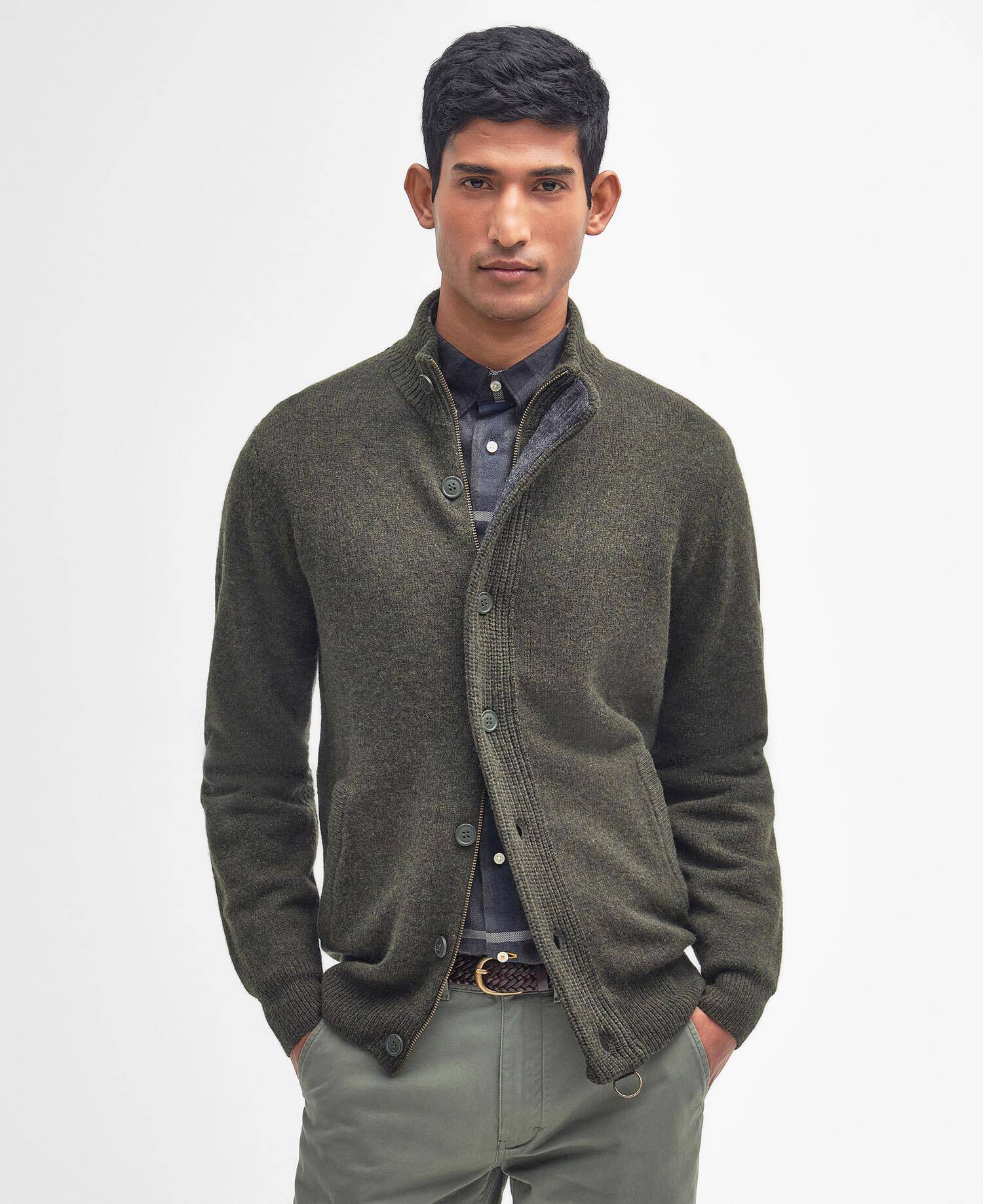 Essential Elbow-Patch Cardigan Seaweed image number 0