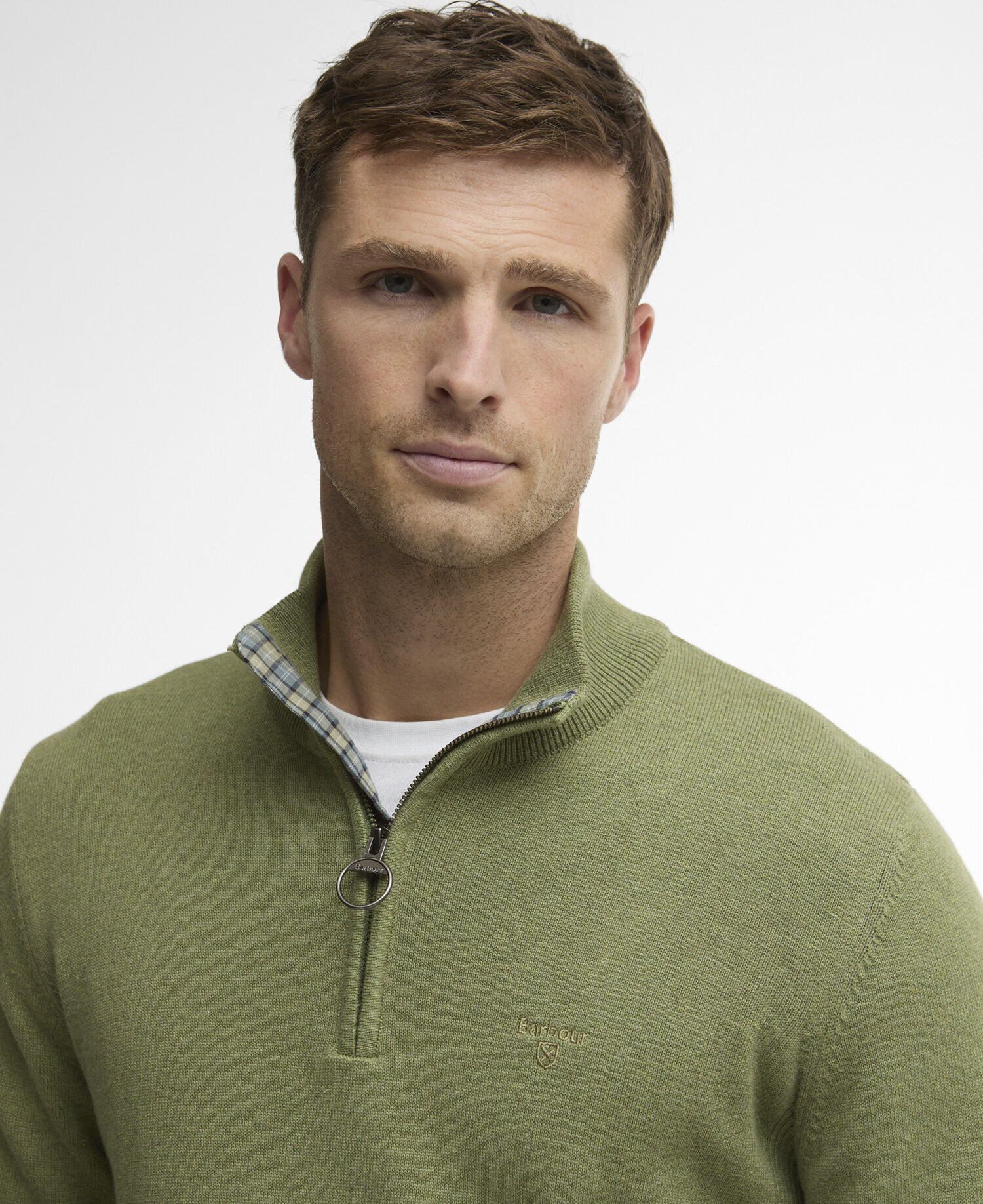 Felpa in cotone con mezza zip Laurel Green