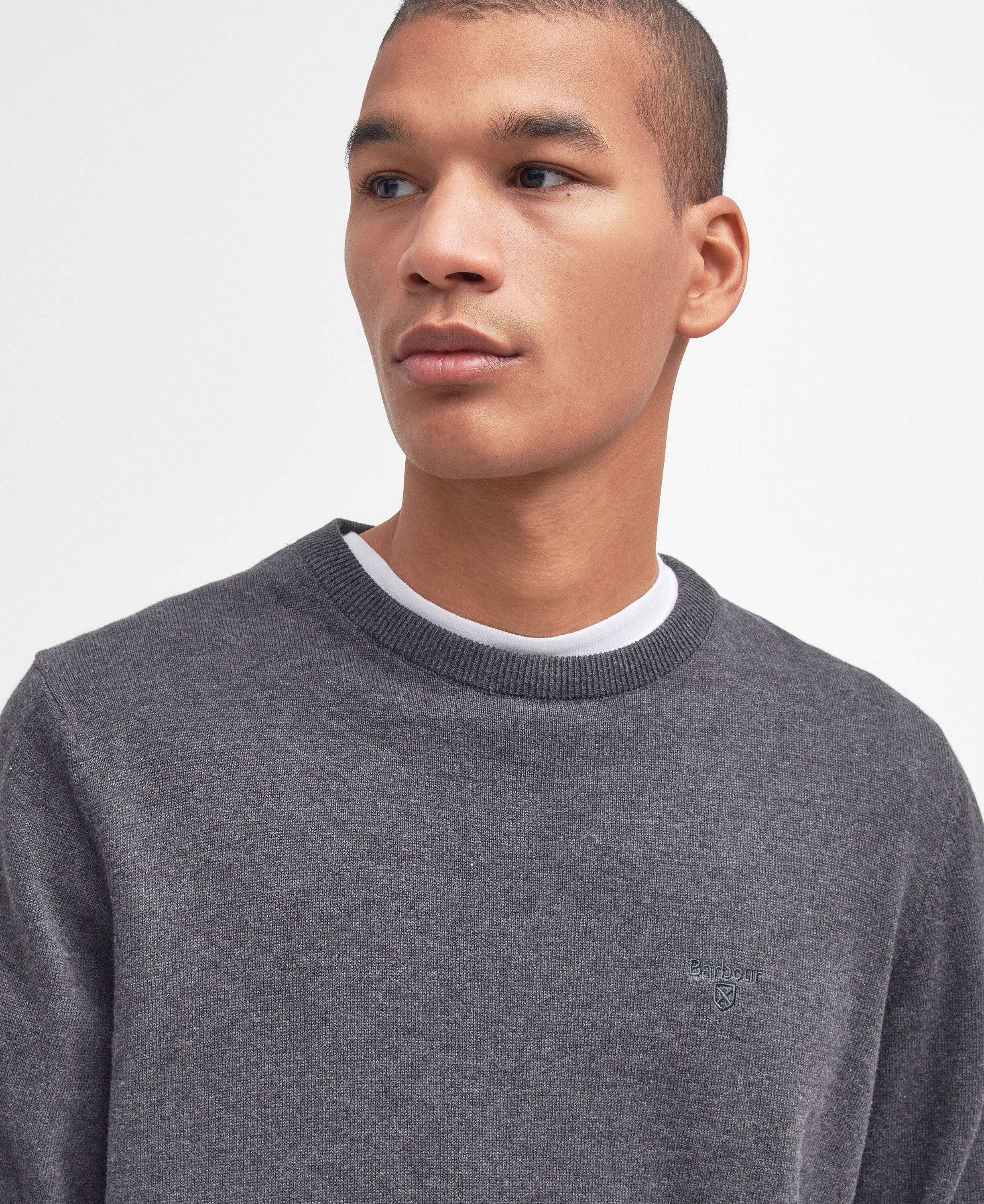 Pima Cotton Crew Neck Jumper Charcoal