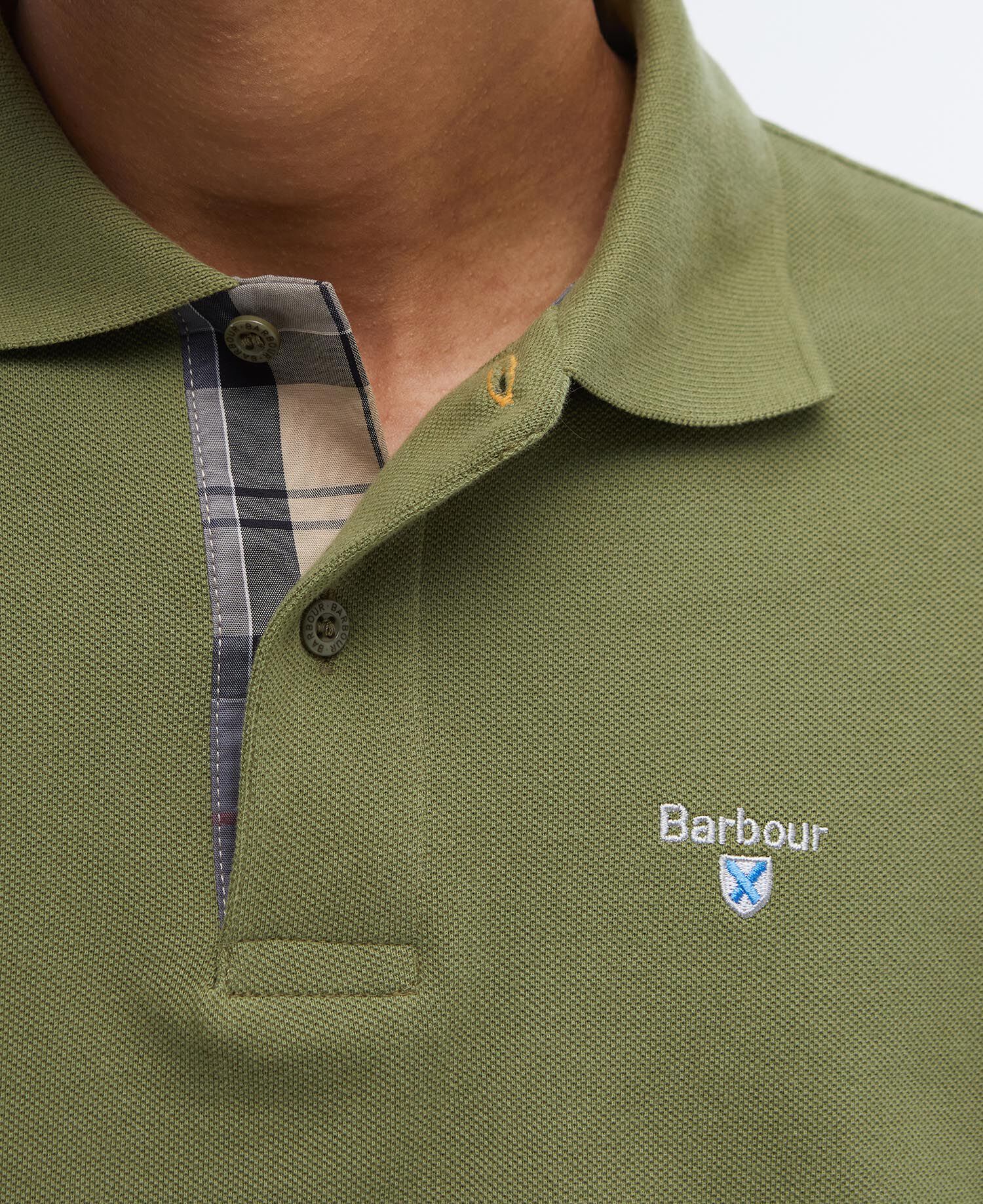 Tartan Pique Polo Shirt Burnt Olive