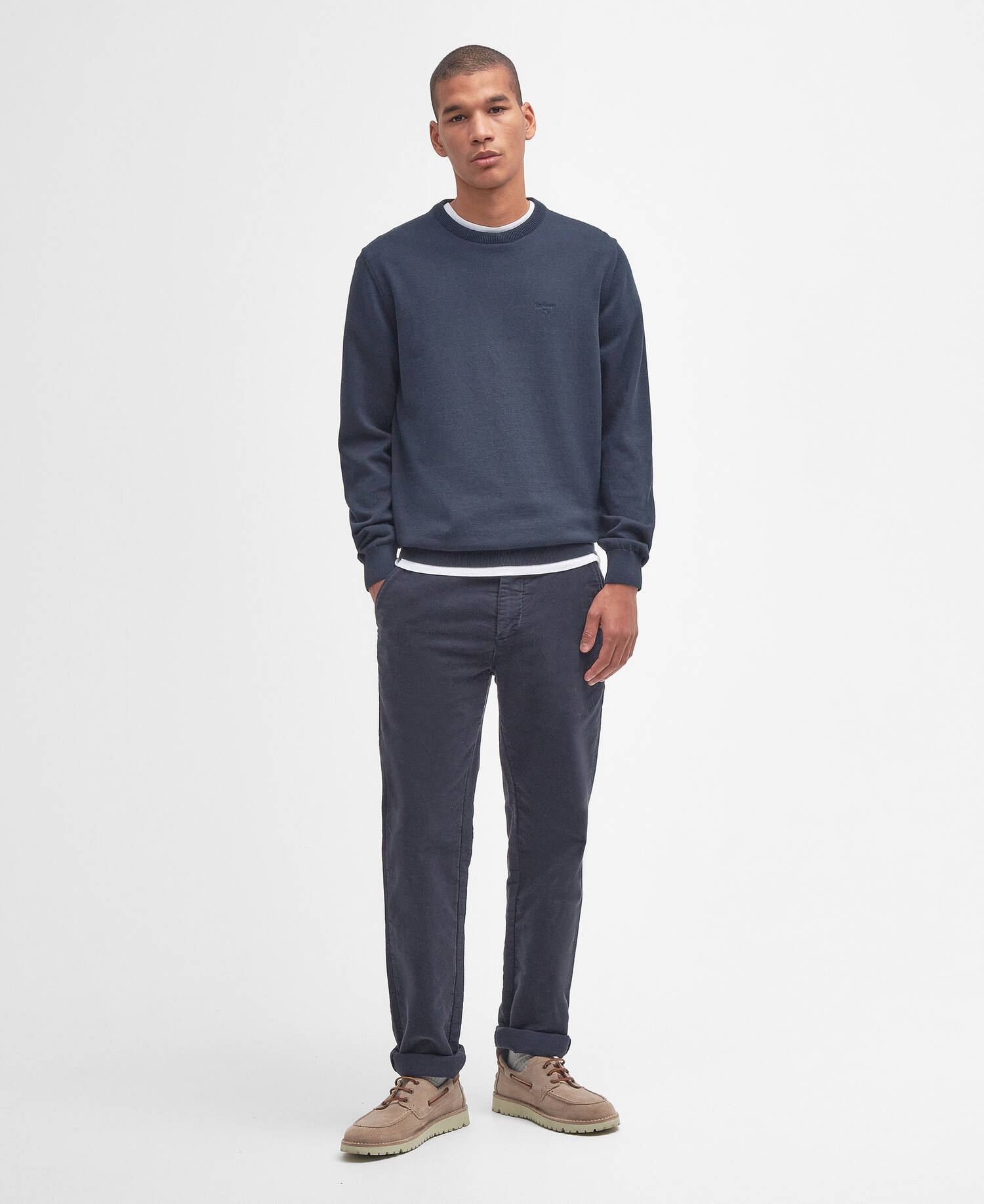 Pima Cotton Crew Neck Jumper Classic Navy image number 1