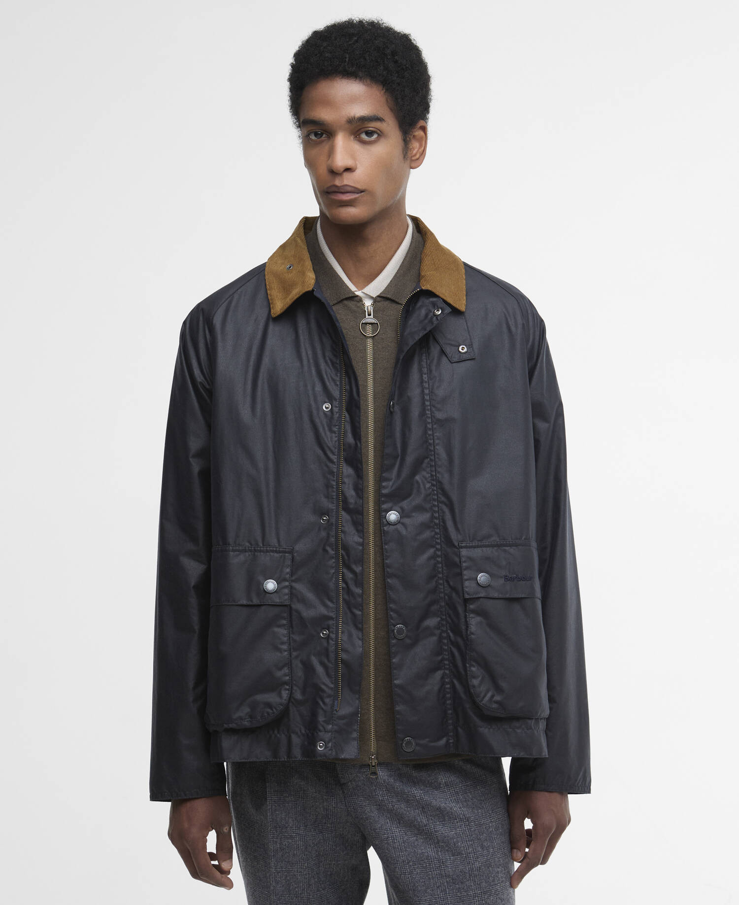 Modern Bedale Waxed Jacket Royal Navy/Highland Loch image number 0