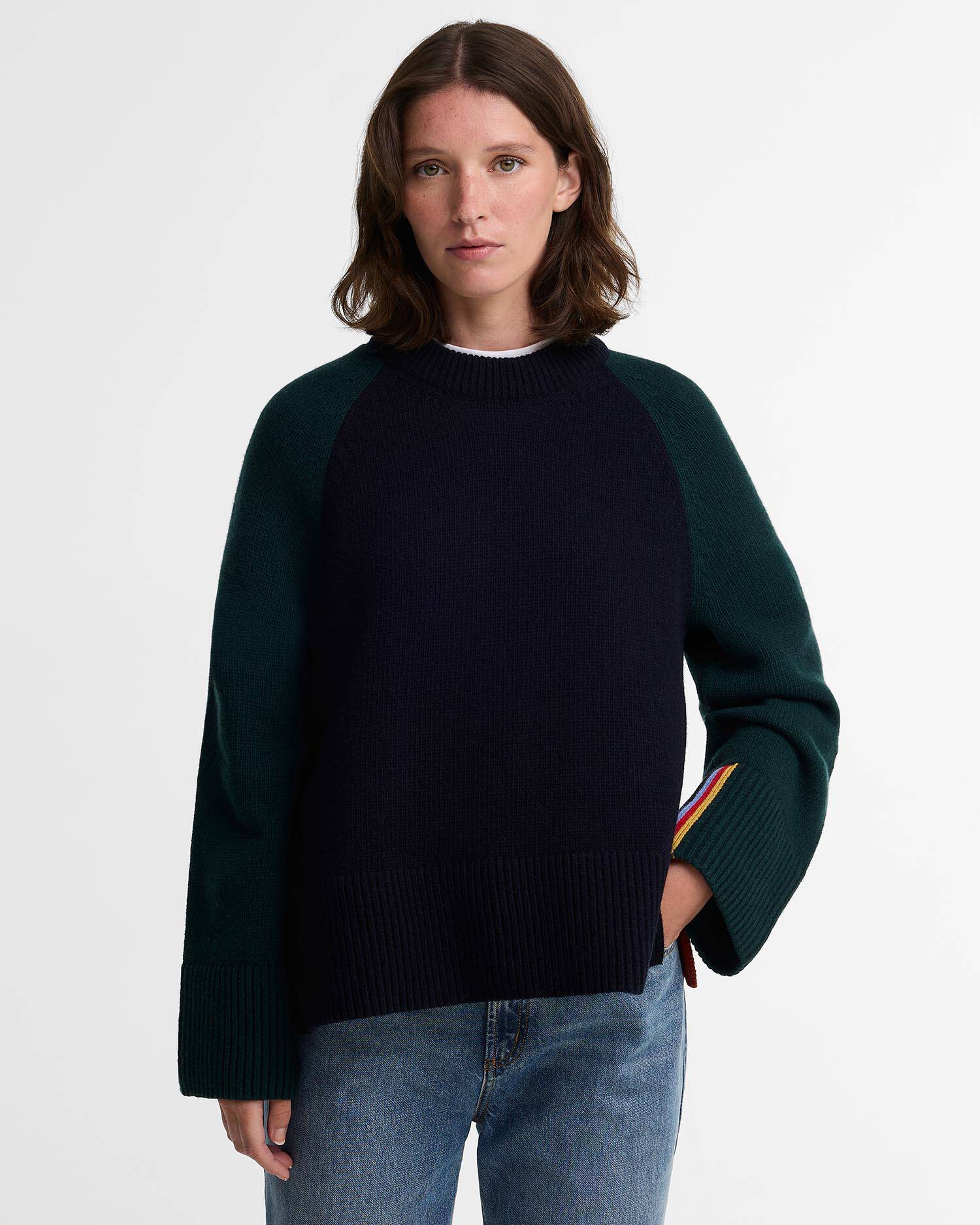 Paul Smith Loves Barbour Tyneside Wool-Blend Crew Neck Jumper Navy Multi image number 0