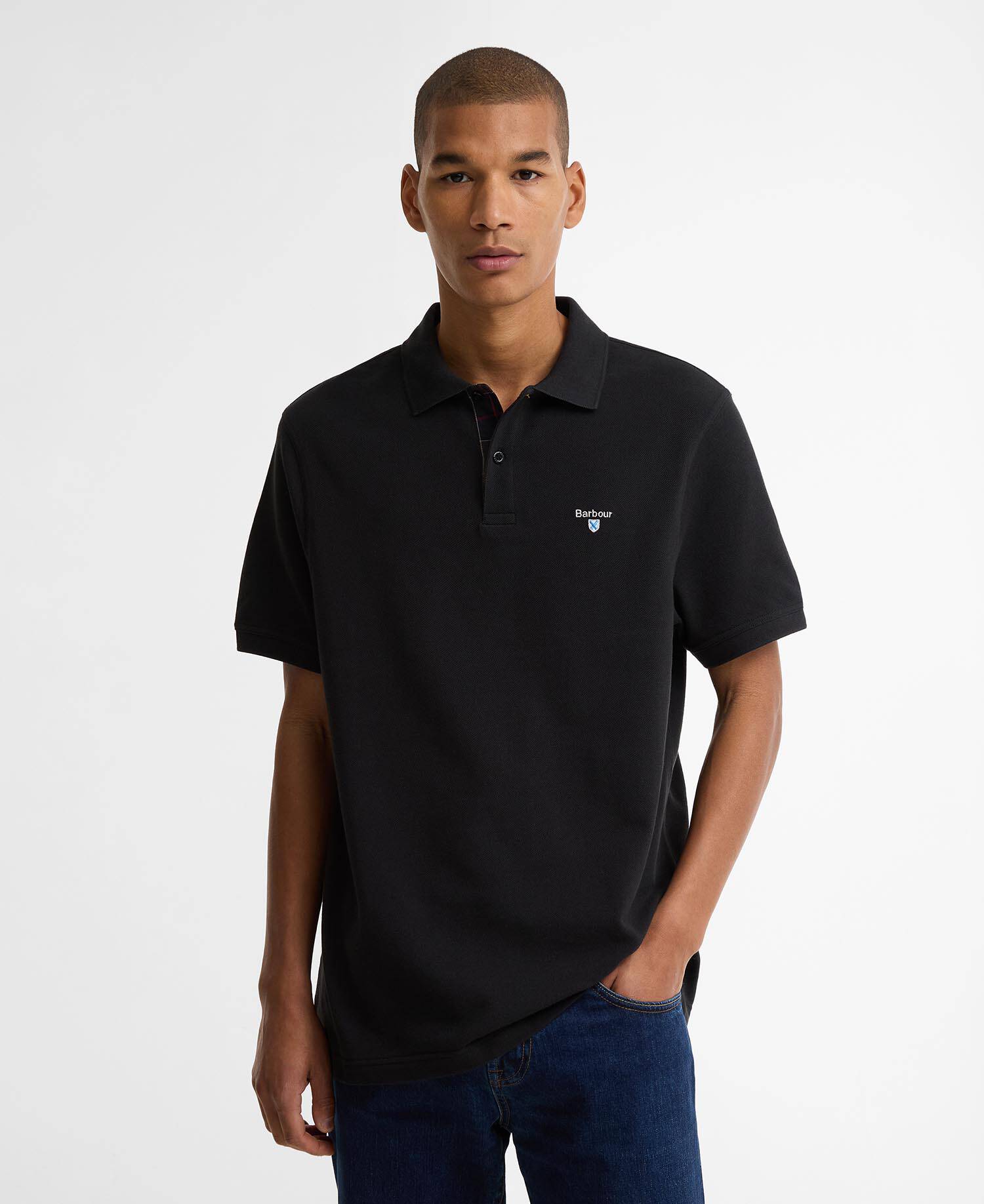 Tartan Pique Polo Shirt Black/Classic image number 0