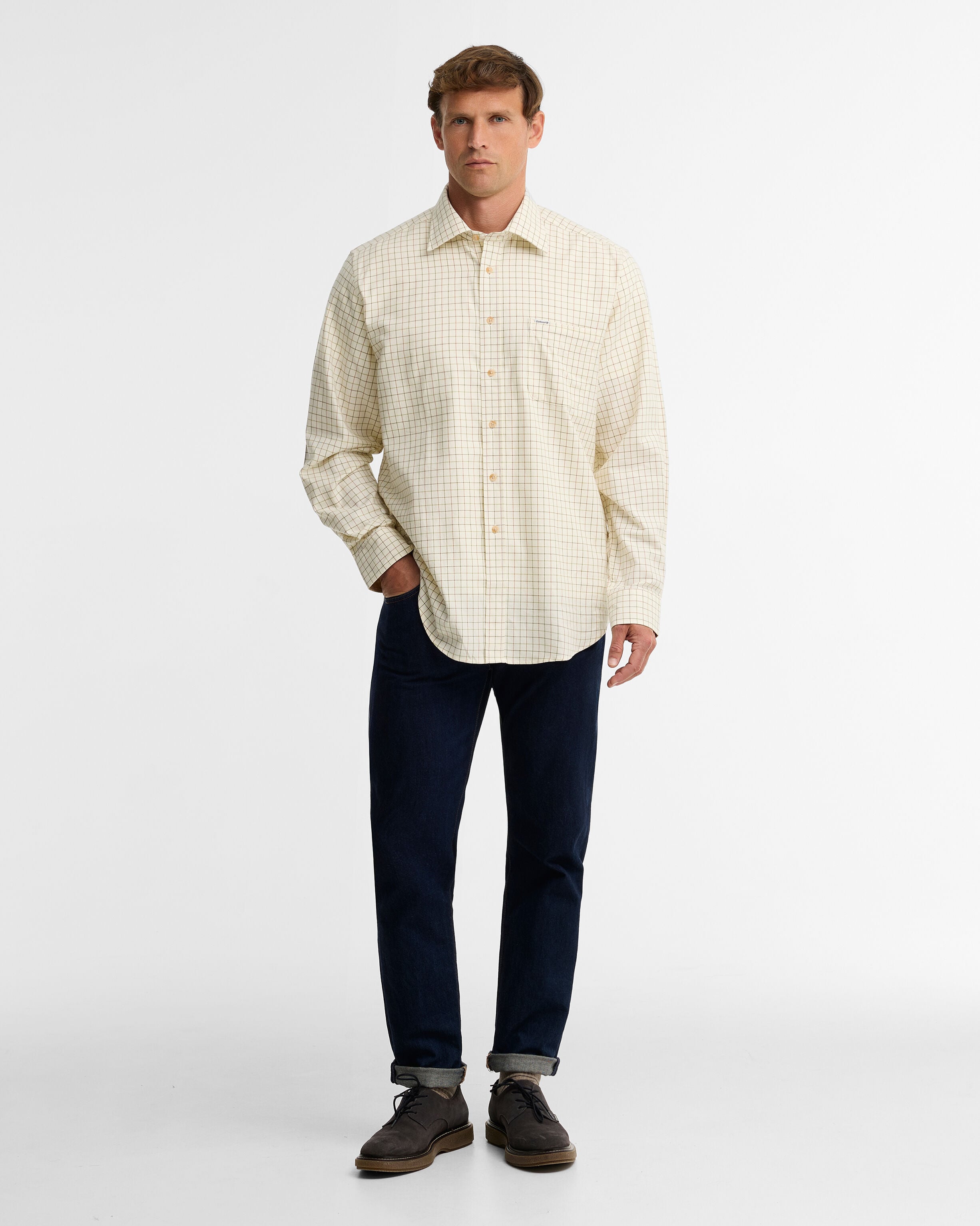 Field Regular Long-Sleeved Shirt Green-Brown