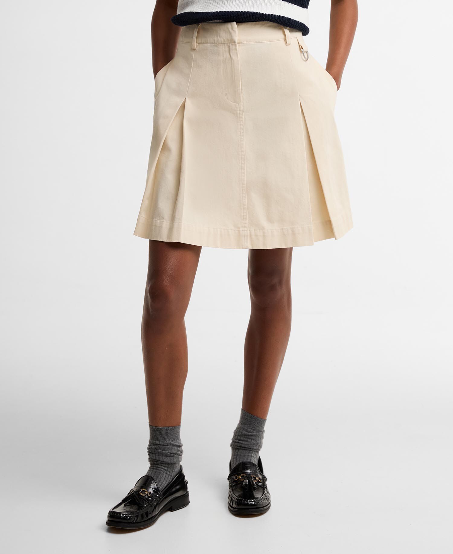 Aylesby Pleated Mini Skirt Original Ecru