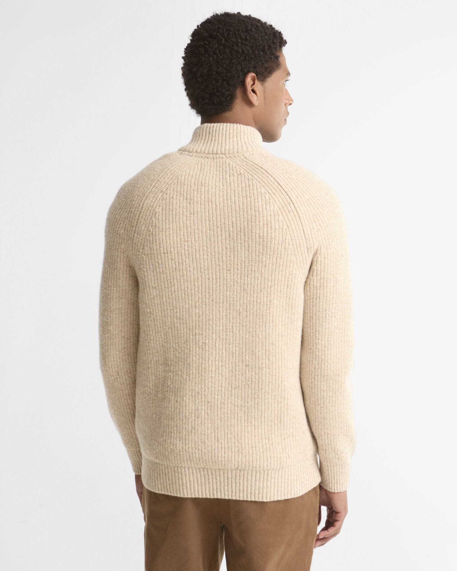 Essentials Fleck Wool Half-Zip Jumper Pearl