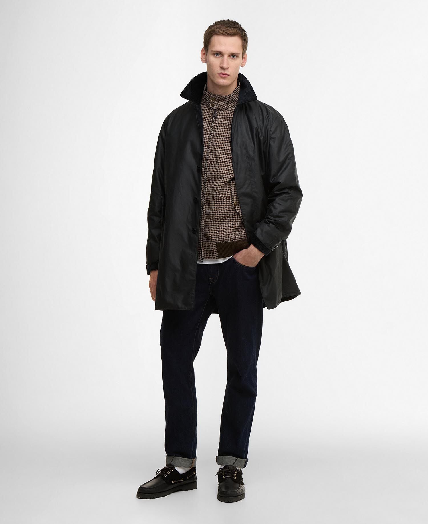 Barbour x Baracuta Tyne Waxed Car Coat Navy