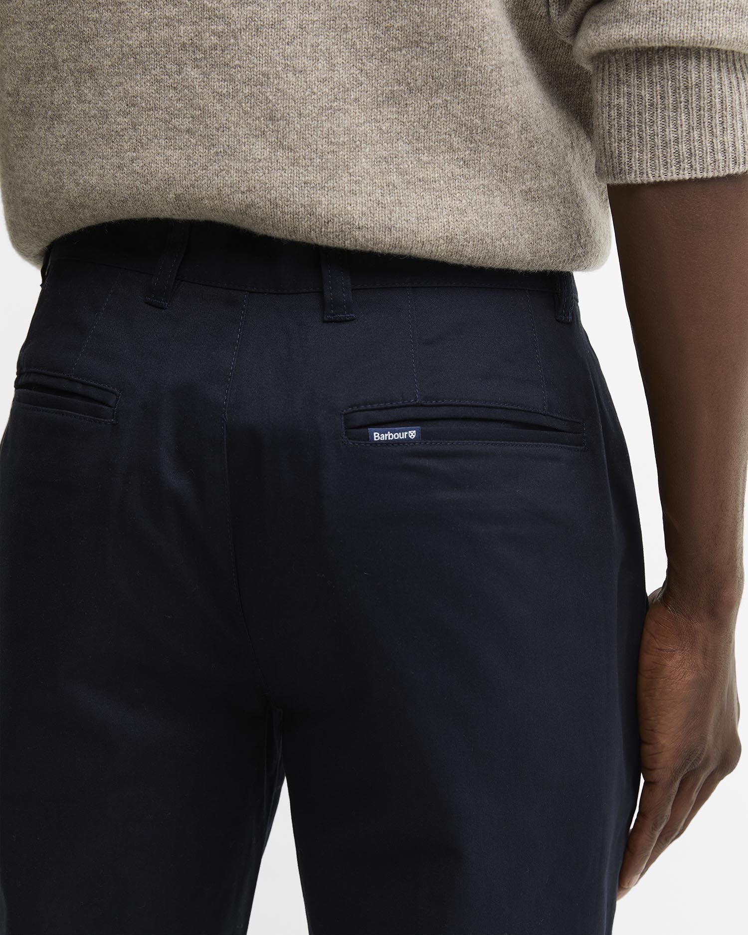 Suede Sateen Tailored Trousers Dark Navy