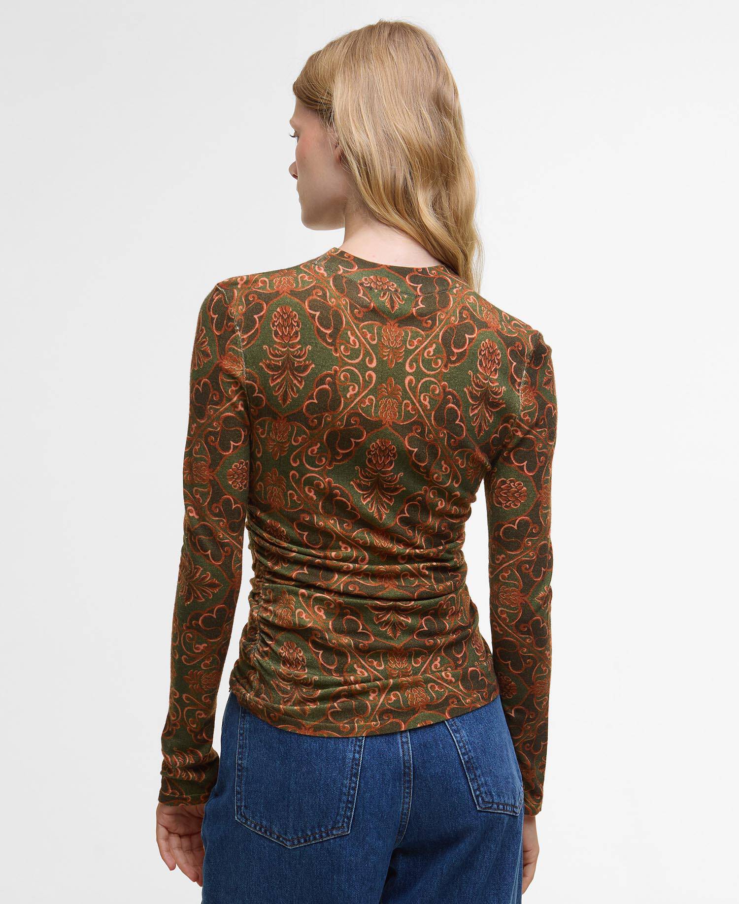 Barbour FARM Rio Luana Long-Sleeved Knitted Top Pineapple Print image number 2