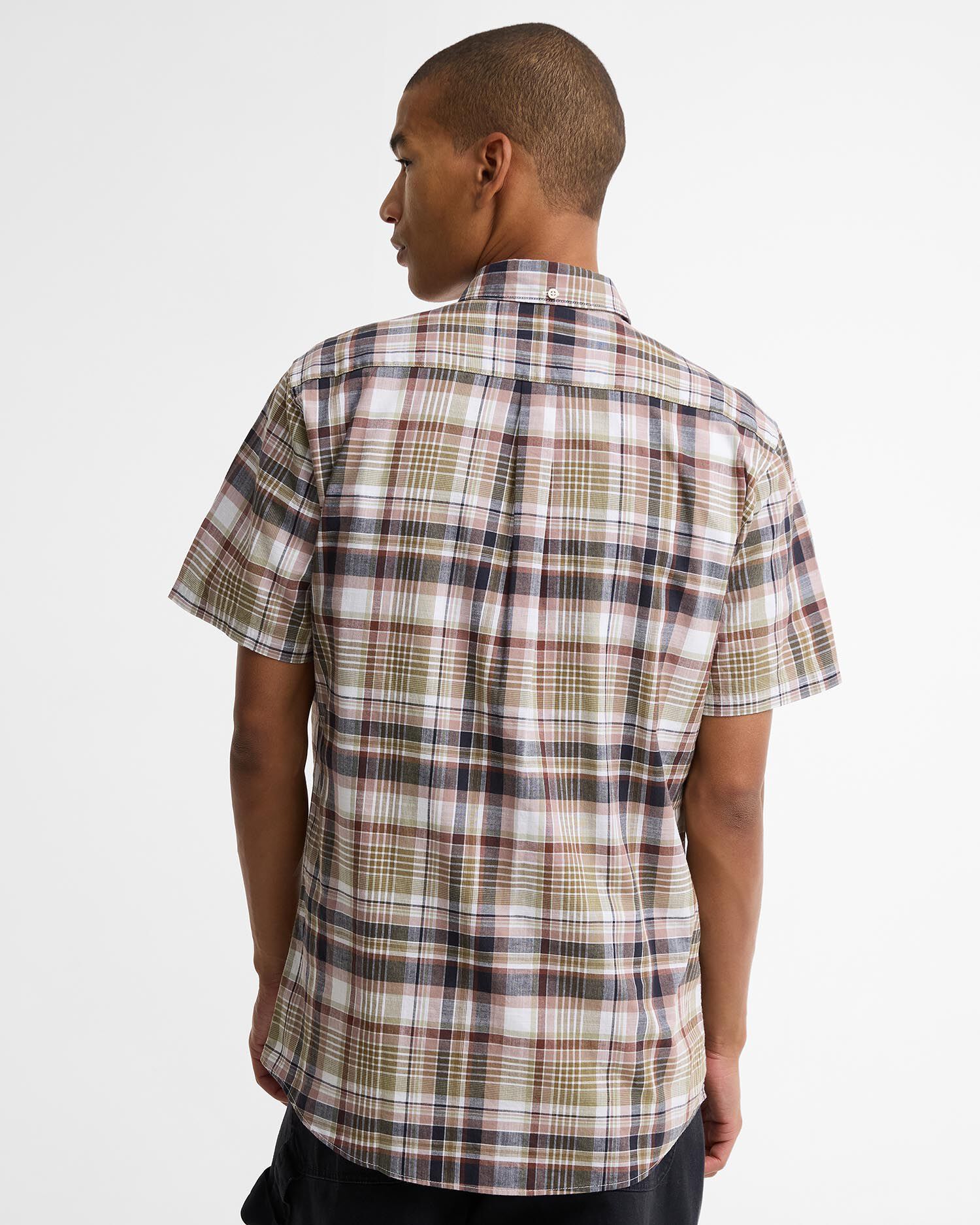 Baycliff Checked Tailored Short-Sleeved Shirt Burnt Pepper