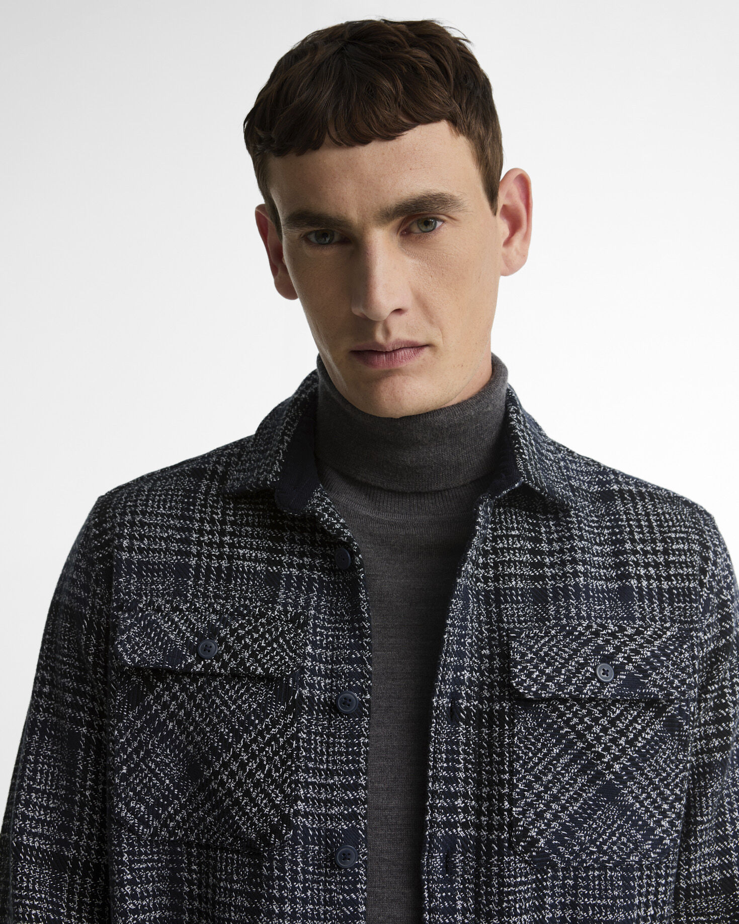 Barbour Hemd Millom Houndstooth Relaxed Fit Grey Marl