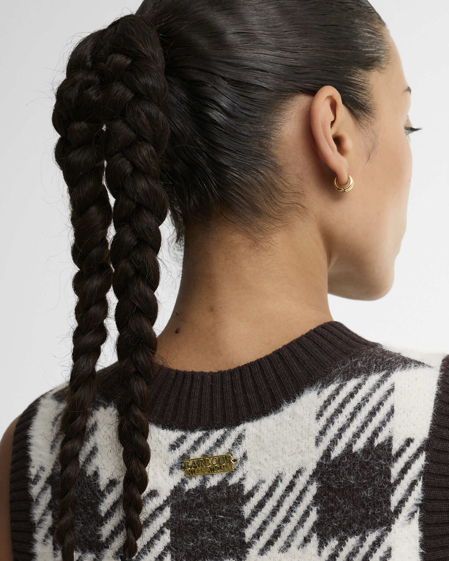 Amaya Check Knitted Vest Truffle Multi