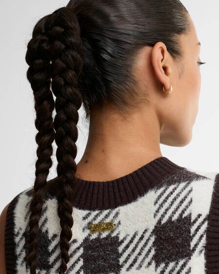 Amaya Check Knitted Vest Truffle Multi