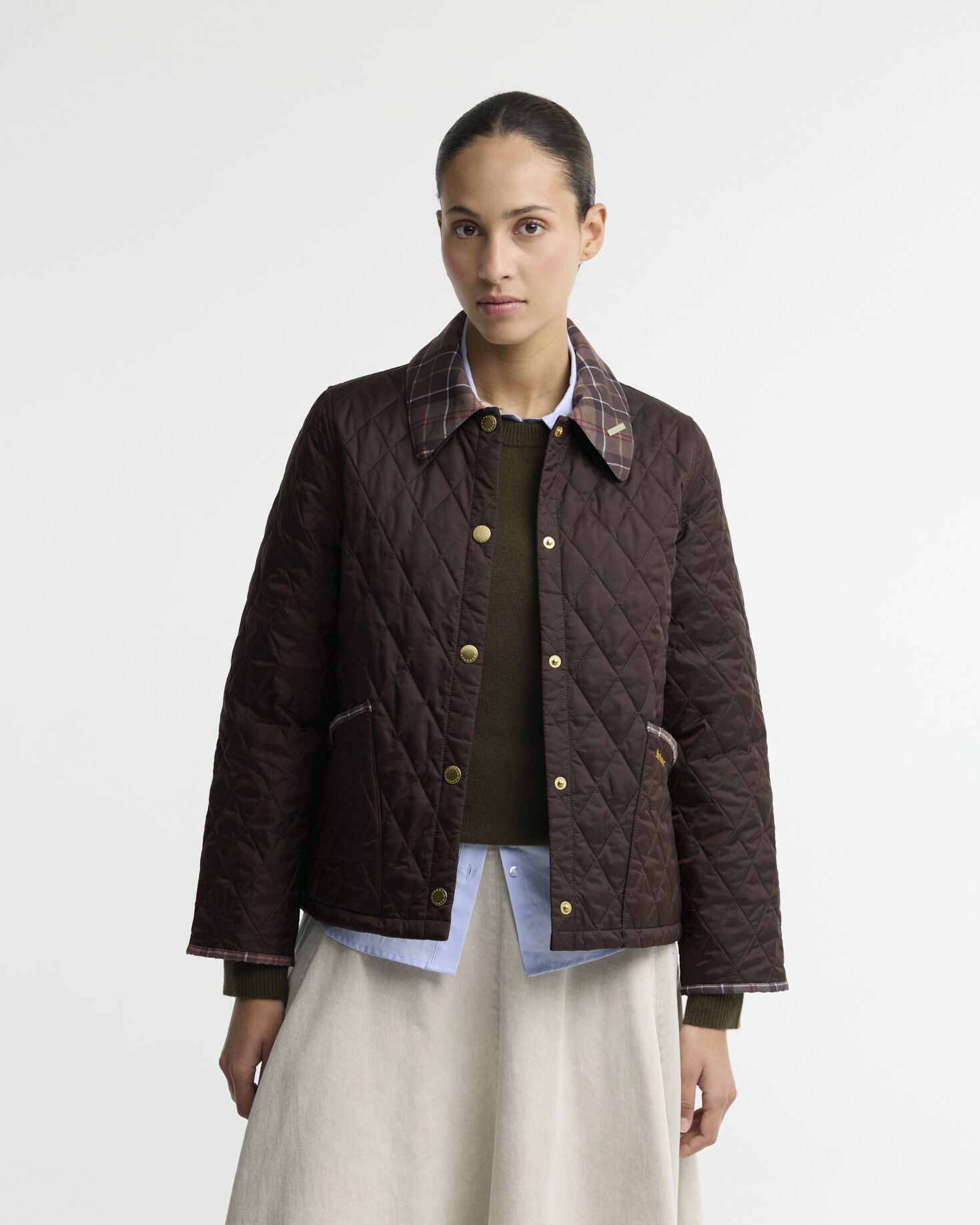 Barbour Steppjacke Icons Tartan Collar Cropped Liddesdale Rustic/Muted
