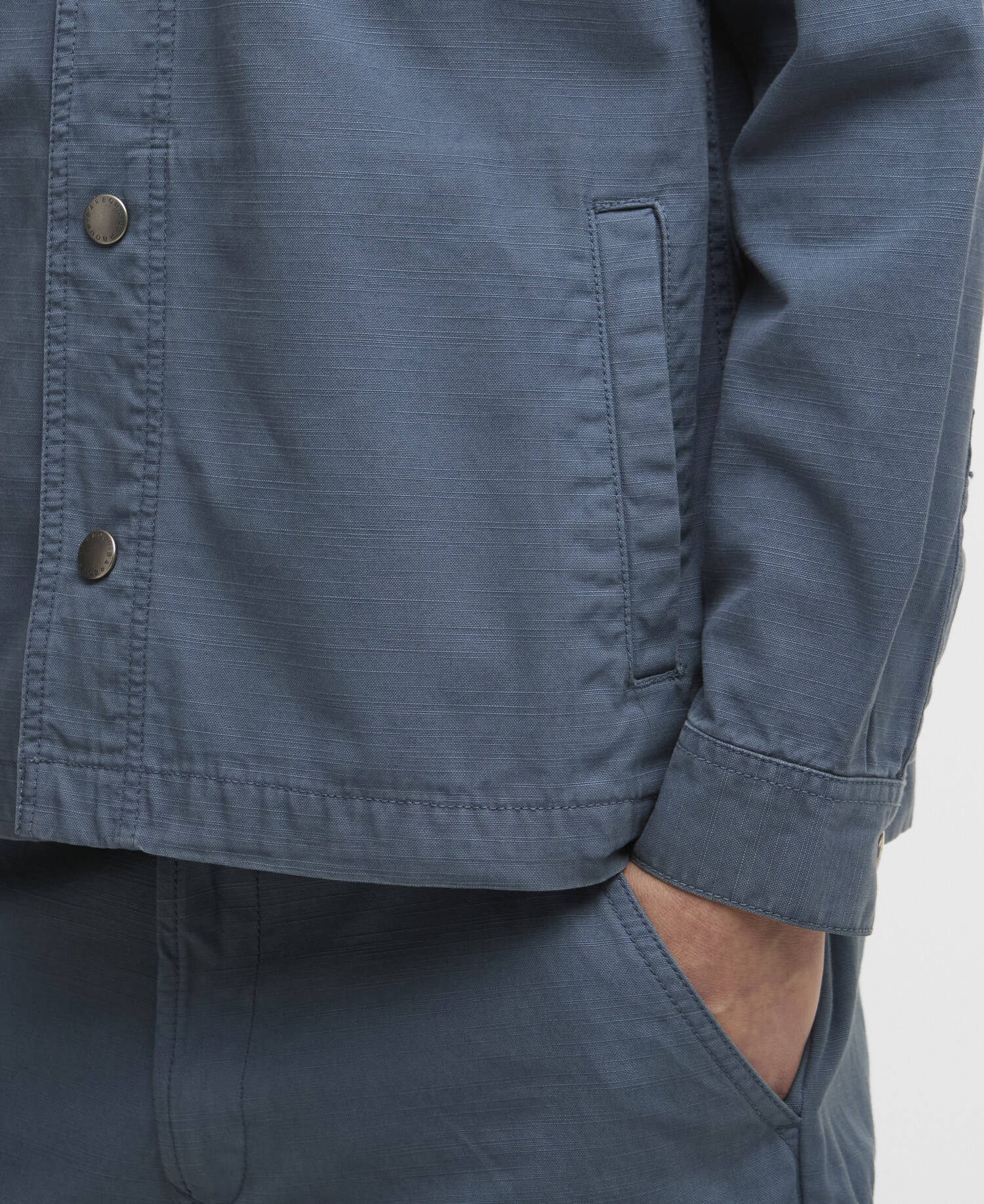 Overshirt in cotone Draftmen Slub Dusk Blue image number 4