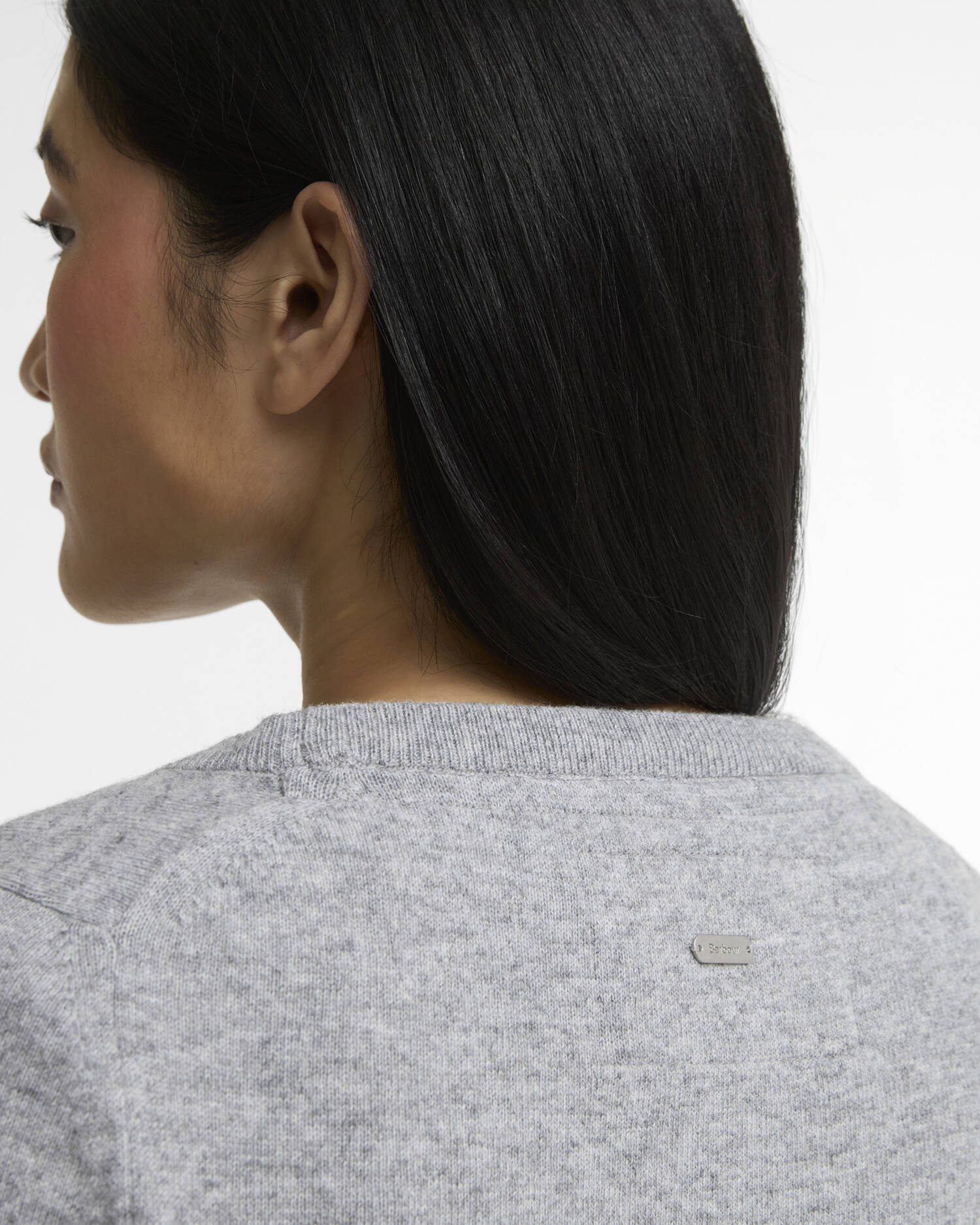 Pendle Crew Neck Jumper Grey Marl/Birchwood Tartan image number 3