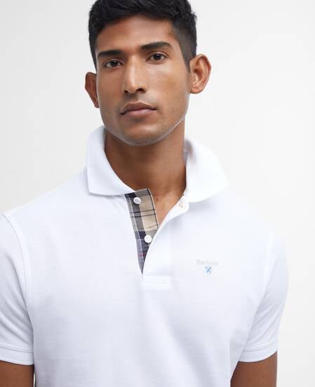 Tartan Pique Polo Shirt White-Dress