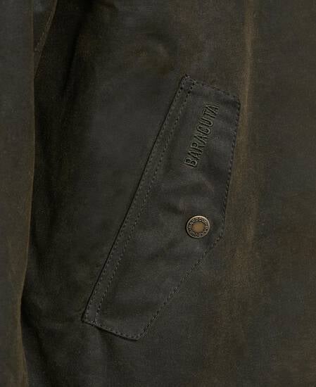 Barbour x Baracuta Porton Waxed Harrington Jacket Olive