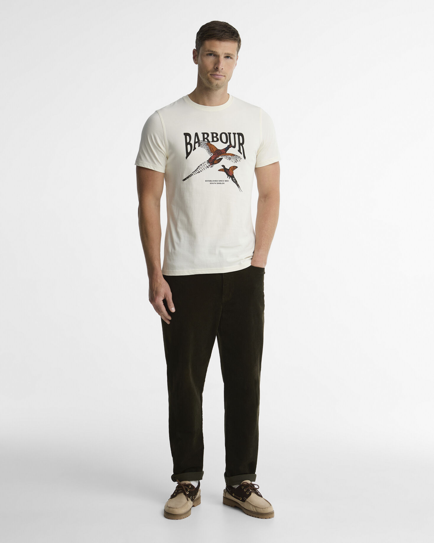 Barbour T-Shirt Pheasant Graphic Tailored Whisper White