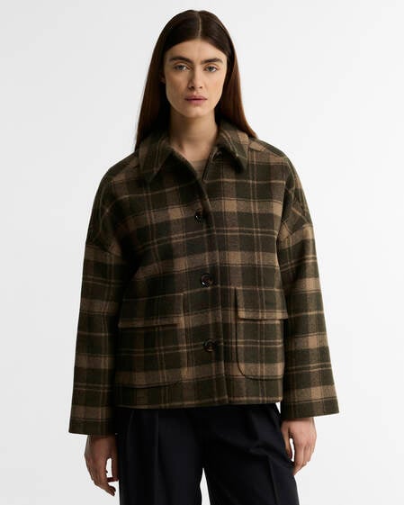 Cappotto in lana a quadri Myla Olive/Biscuit Check