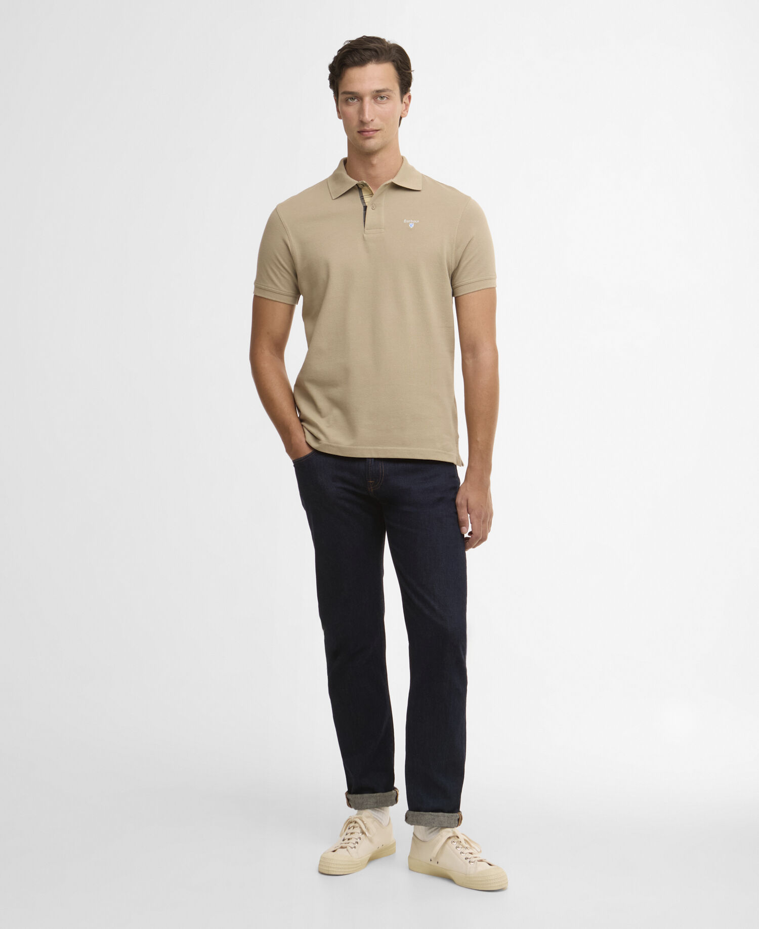 Poloshirt Tartan Pique Washed Stone/Dress