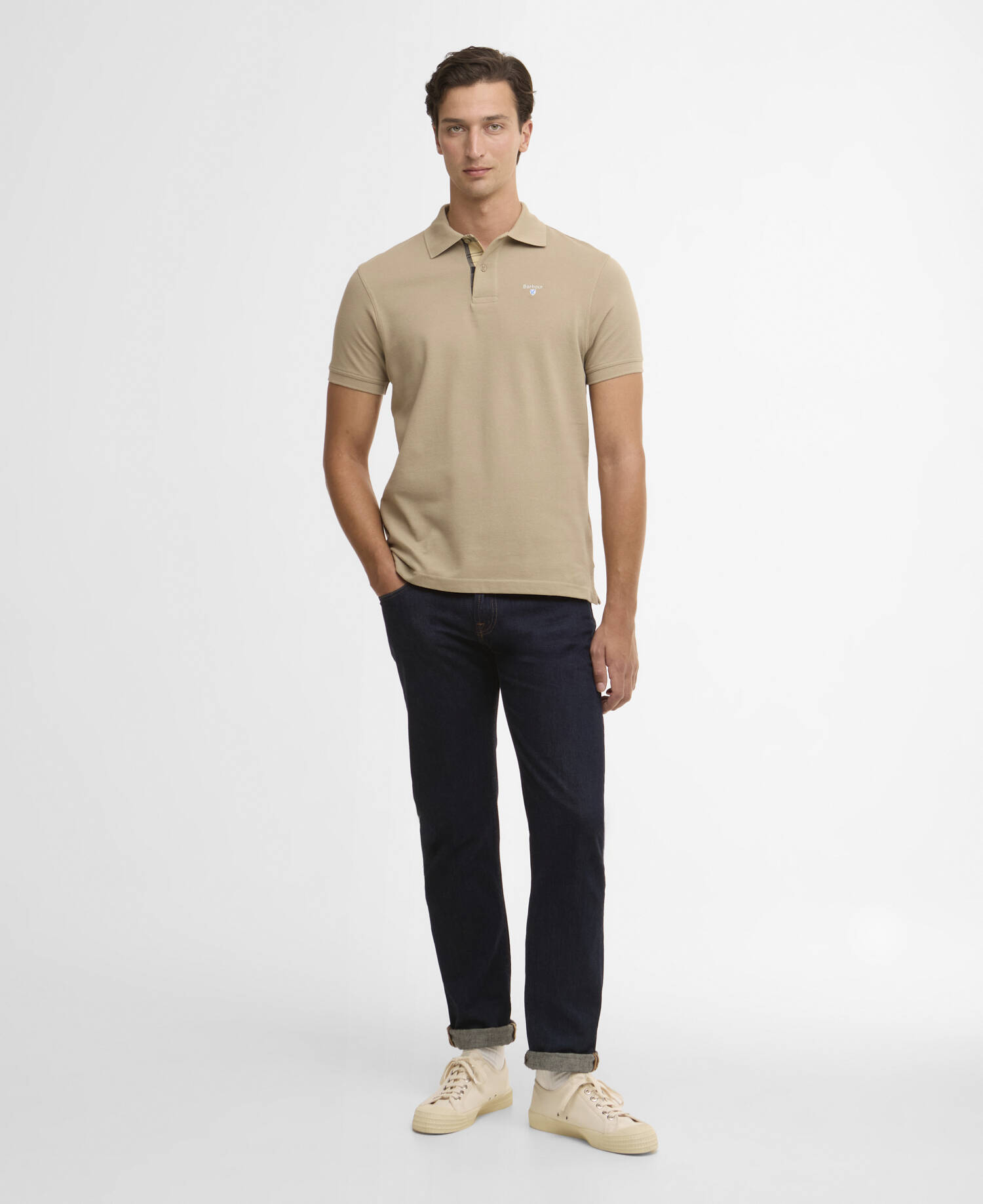 Poloshirt Tartan Pique Washed Stone/Dress image number 1