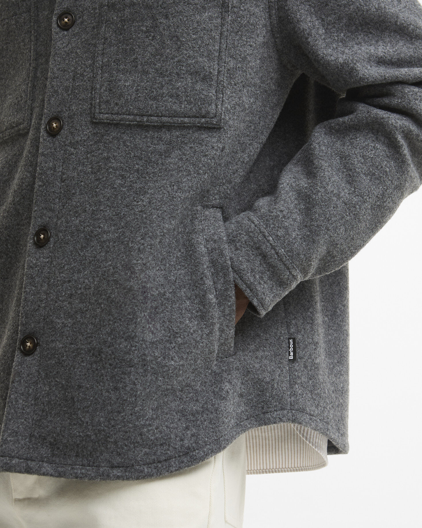 Barbour Overshirt Marltown Tailored aus Woll-Mix Dark Grey Marl