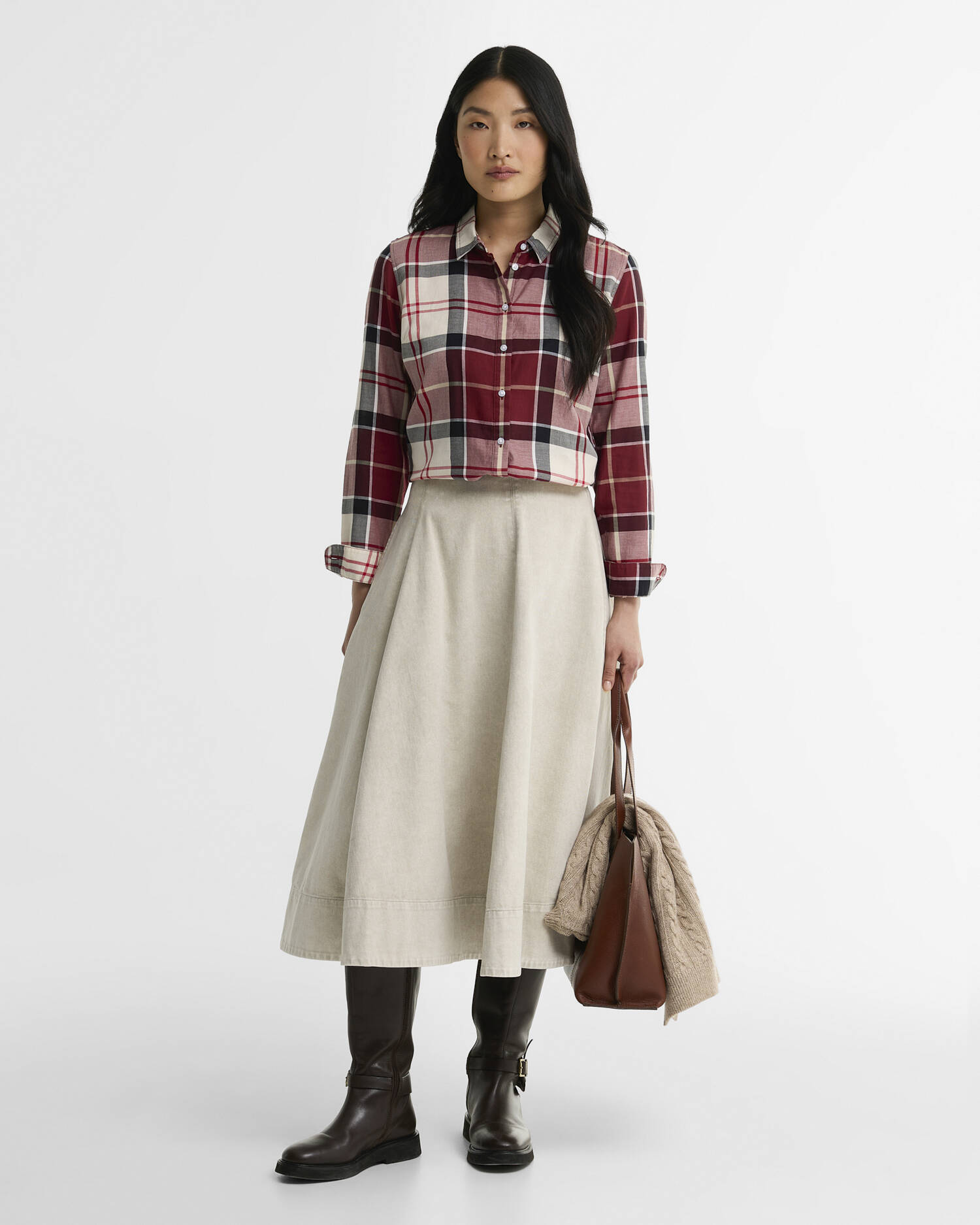Bredon Regular Long-Sleeved Shirt Lt Cardinal Tartan image number 1