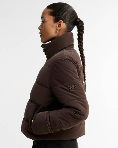 Halina Faux-Velvet Puffer Jacket Truffle