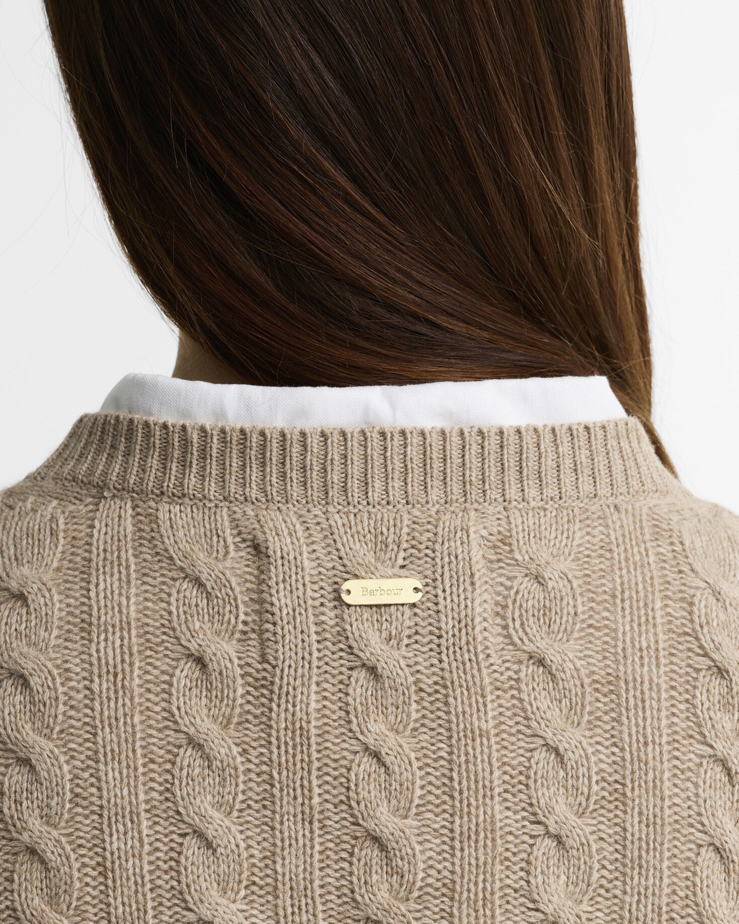 Maglione misto lana Ashdown con taglio morbido e lavorazione a trecce Honey
