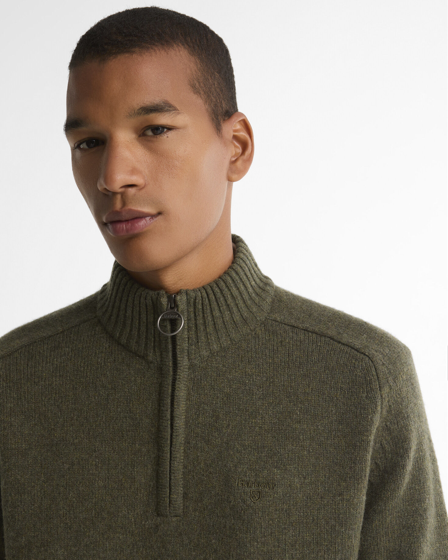 Maglione con zip corta Newtown Mid Olive