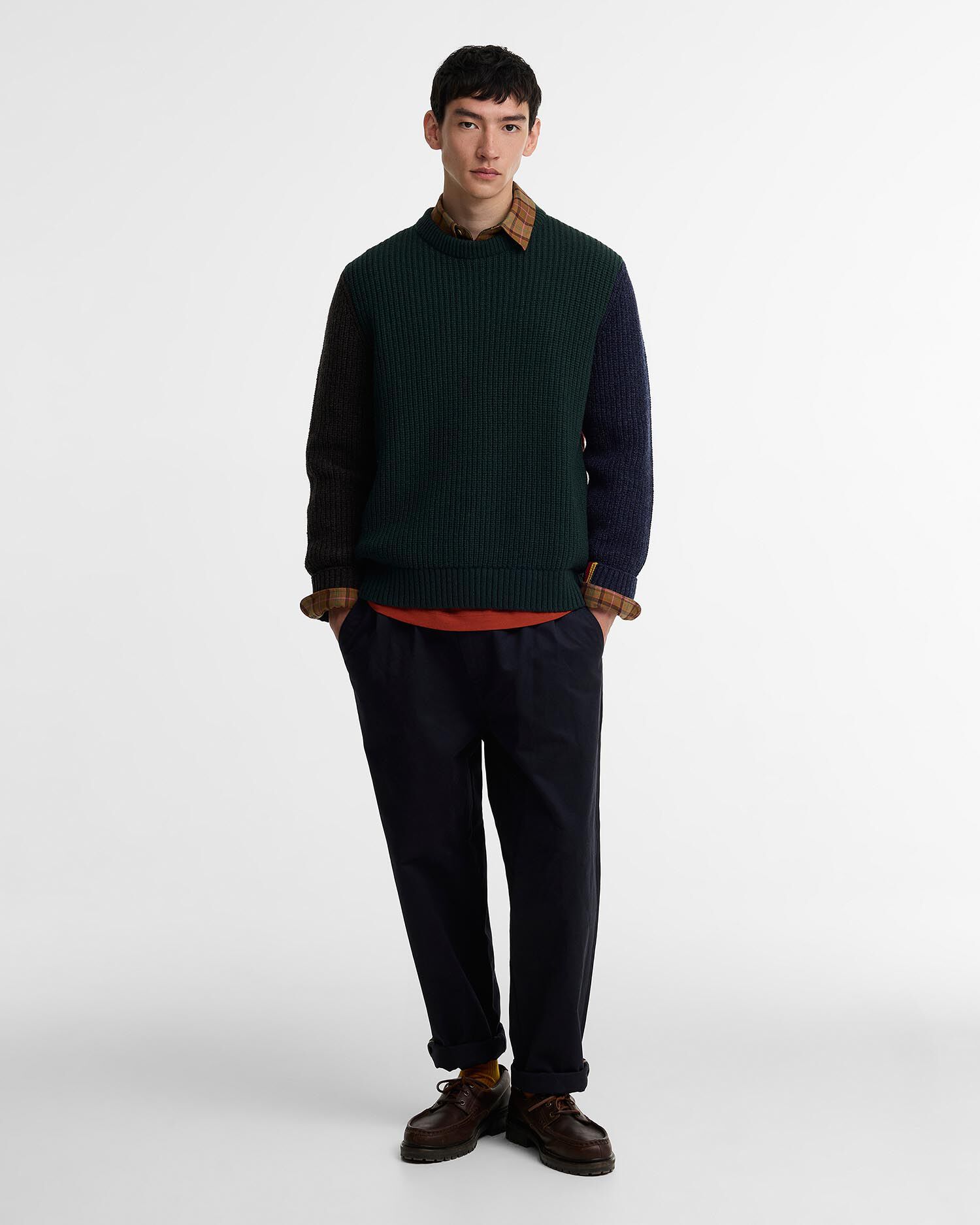 Paul Smith Loves Barbour Tyne Cable Knit Jumper Bottle Green