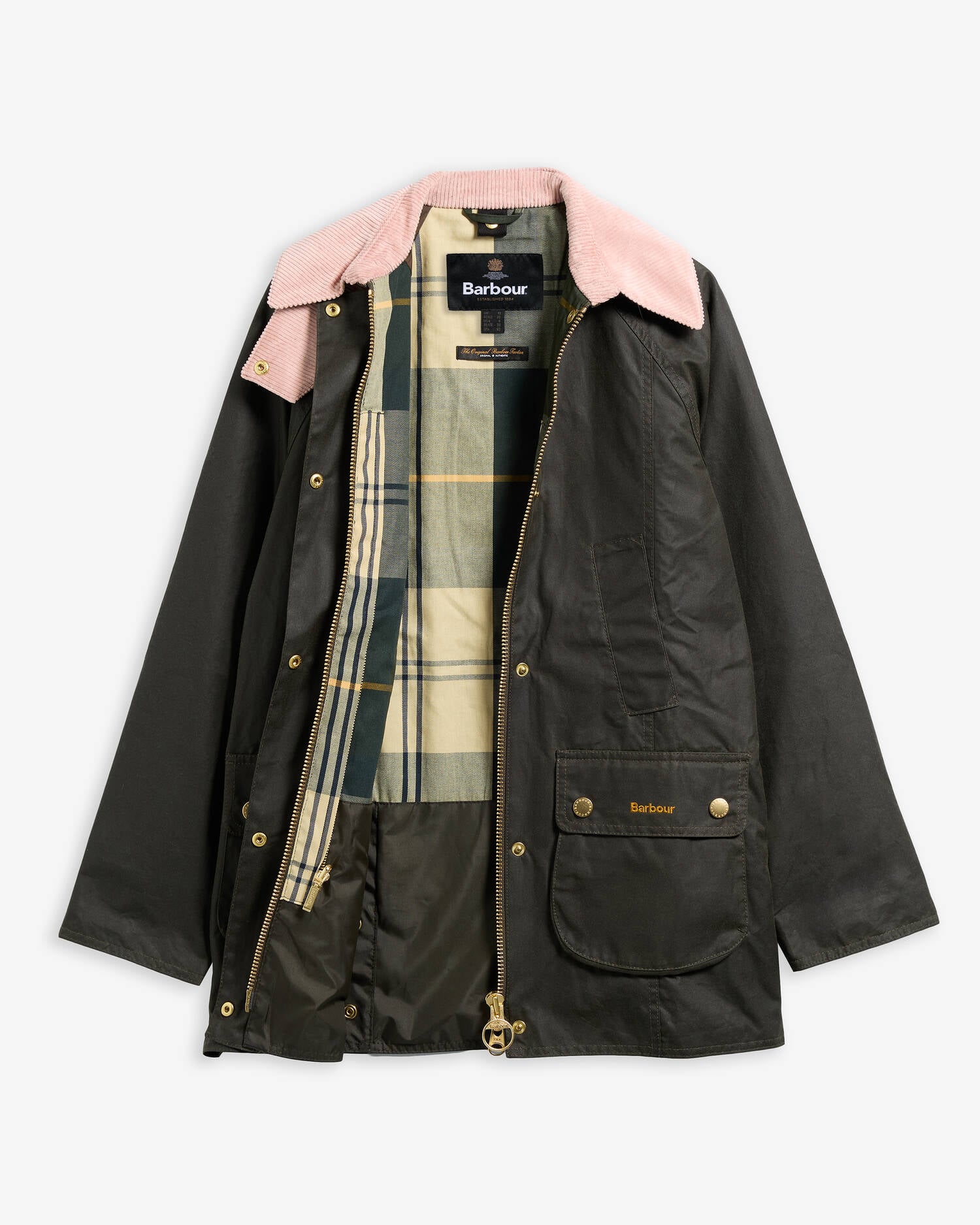 Modern Beadnell Waxed Jacket Archive Olive/Ancient/Gardenia image number 6