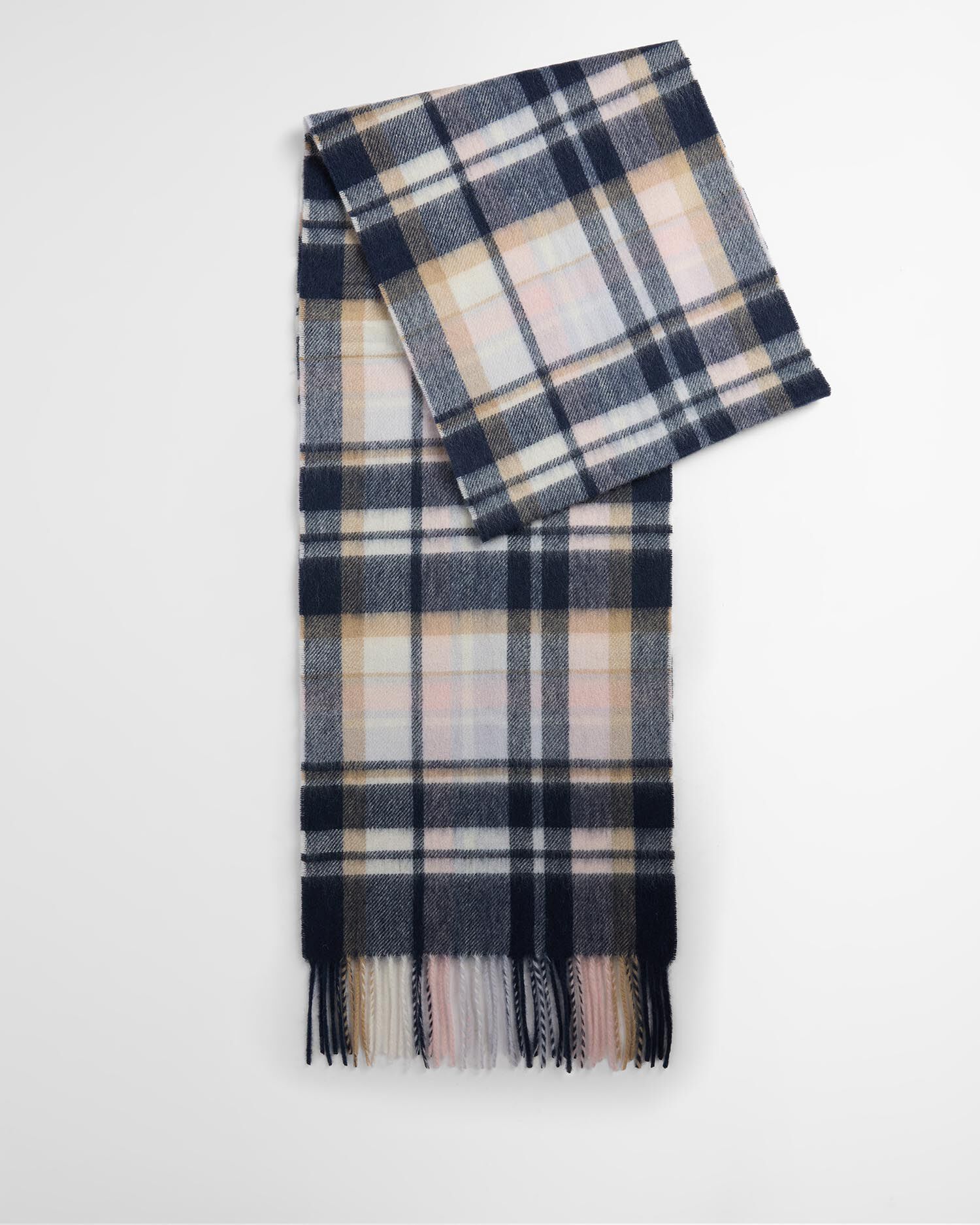 Vintage Winter Plaid Scarf Blush Pink/Navy