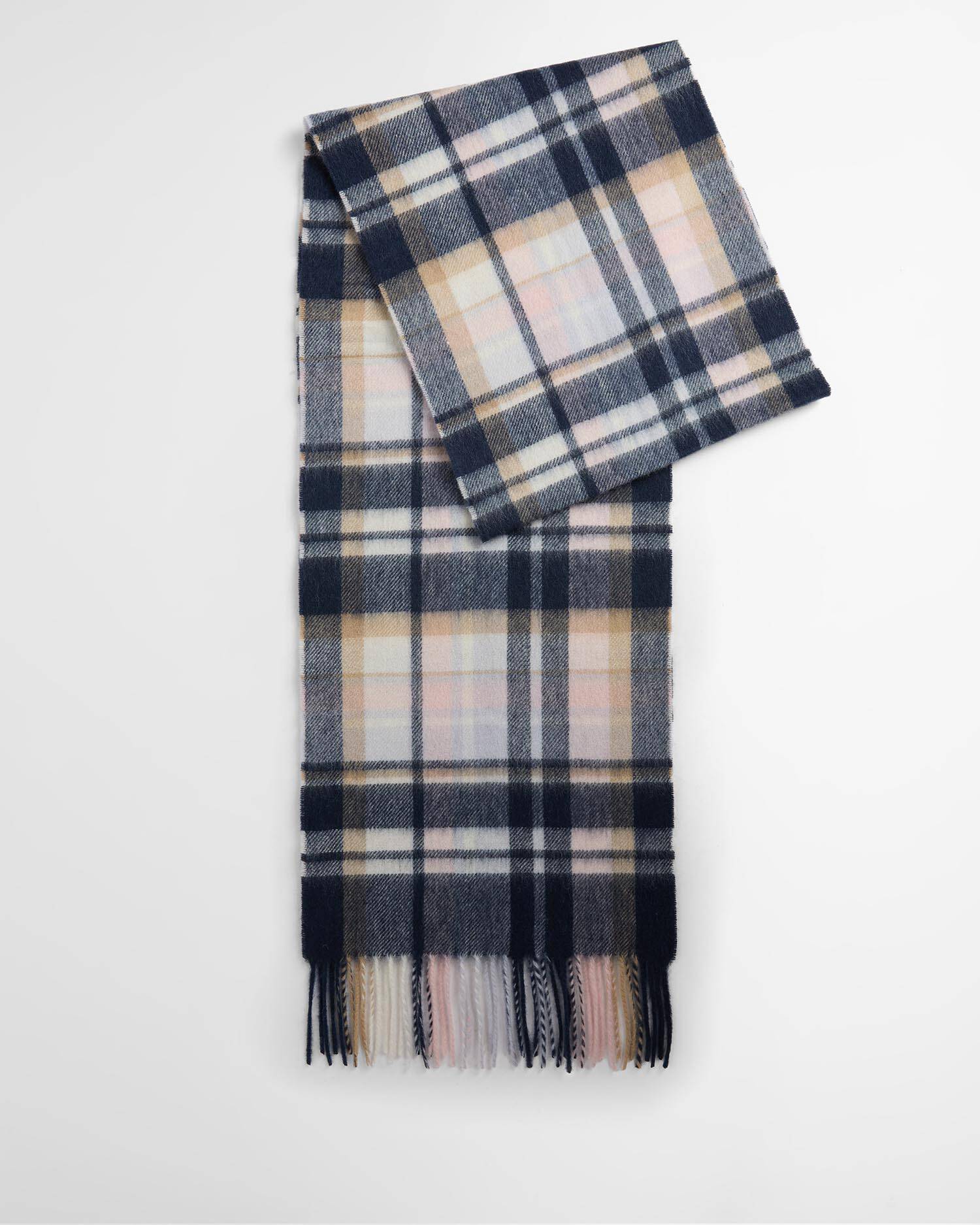 Vintage Winter Plaid Scarf Blush Pink/Navy image number 0