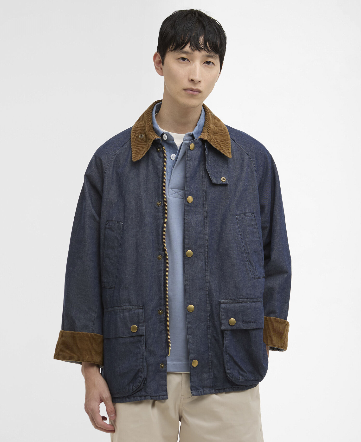 Oversized Bedale Denim Casual Jacket Indigo