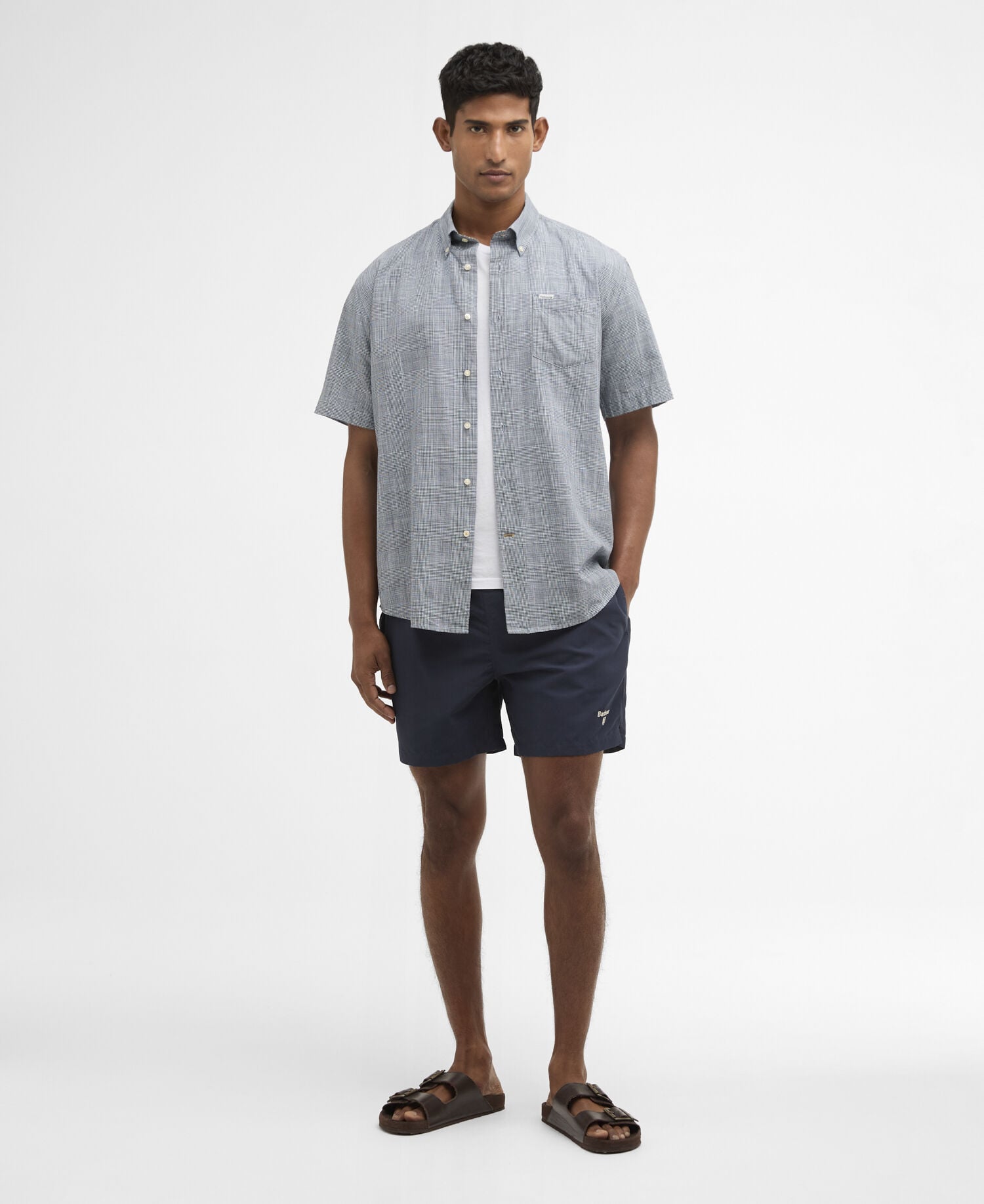 Water Reactive Tartan Swim Short Navy