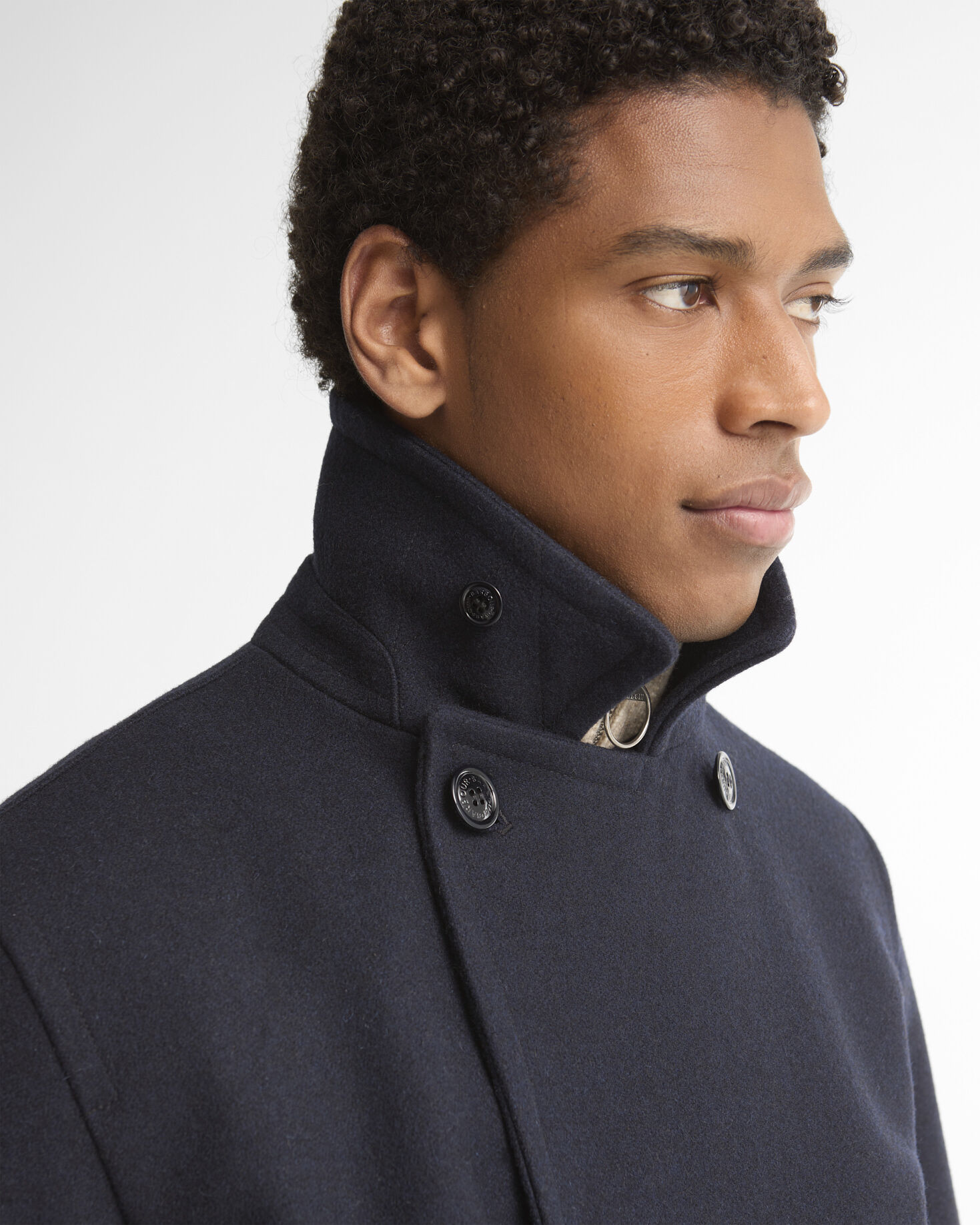 Polzeath Wool Pea Coat Navy