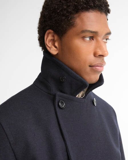 Polzeath Wool Pea Coat Navy