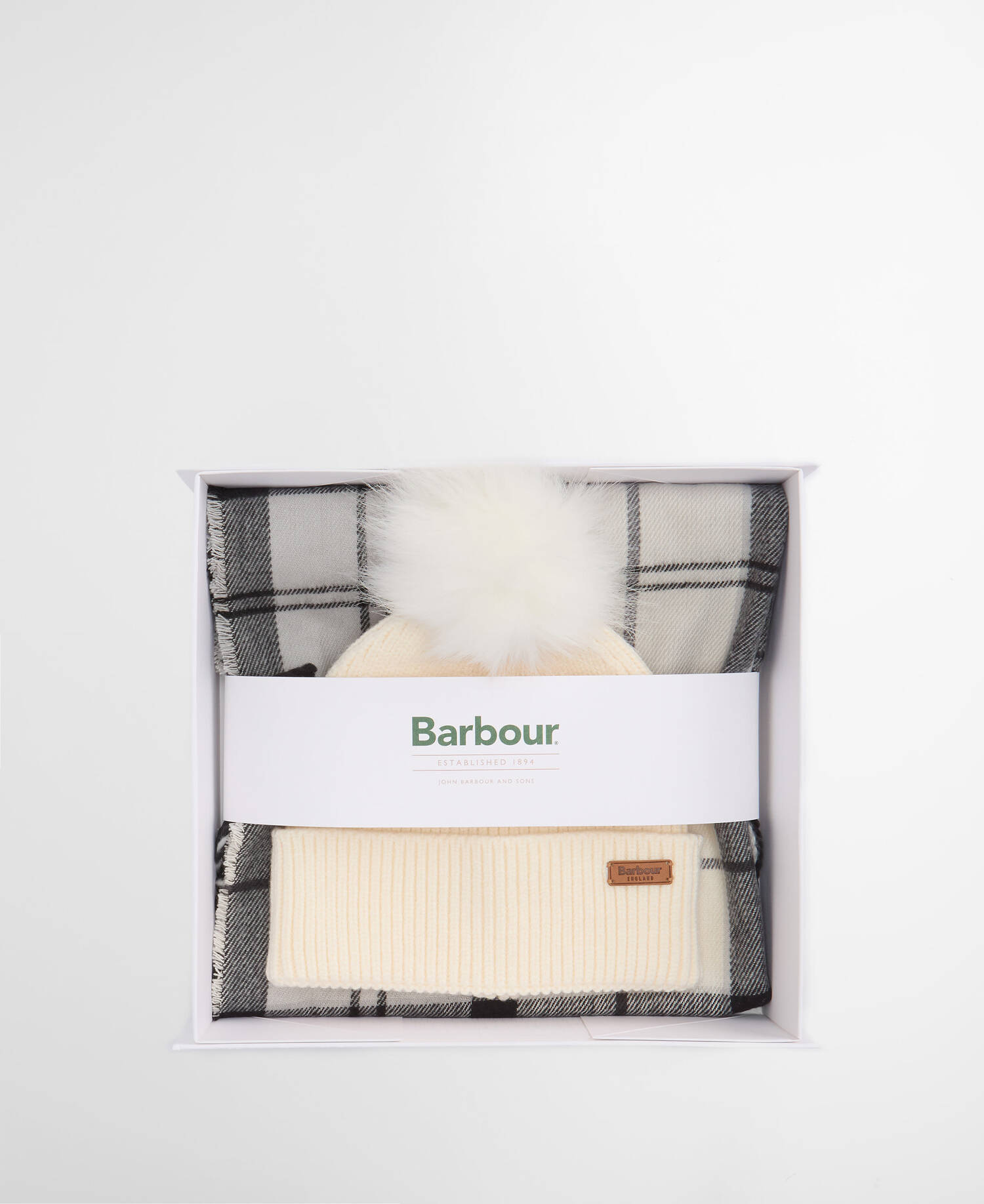 Dover Beanie & Hailes Scarf Gift Set Monochrome Tartan image number 1