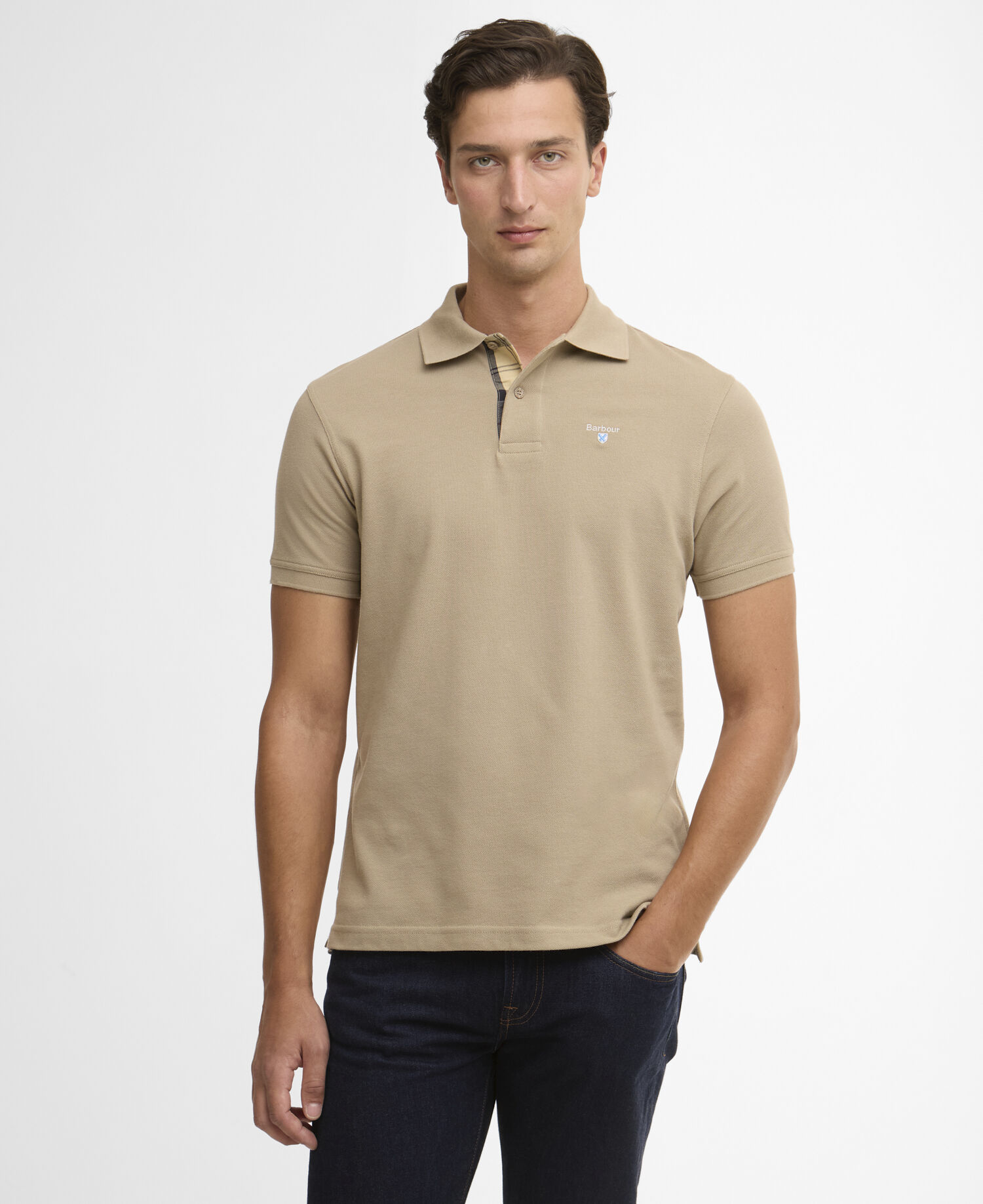 Poloshirt Tartan Pique Washed Stone/Dress