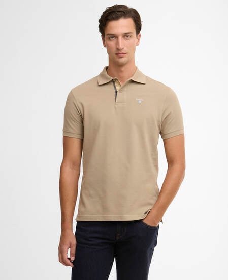 Tartan Pique Polo Shirt Washed Stone/Dress