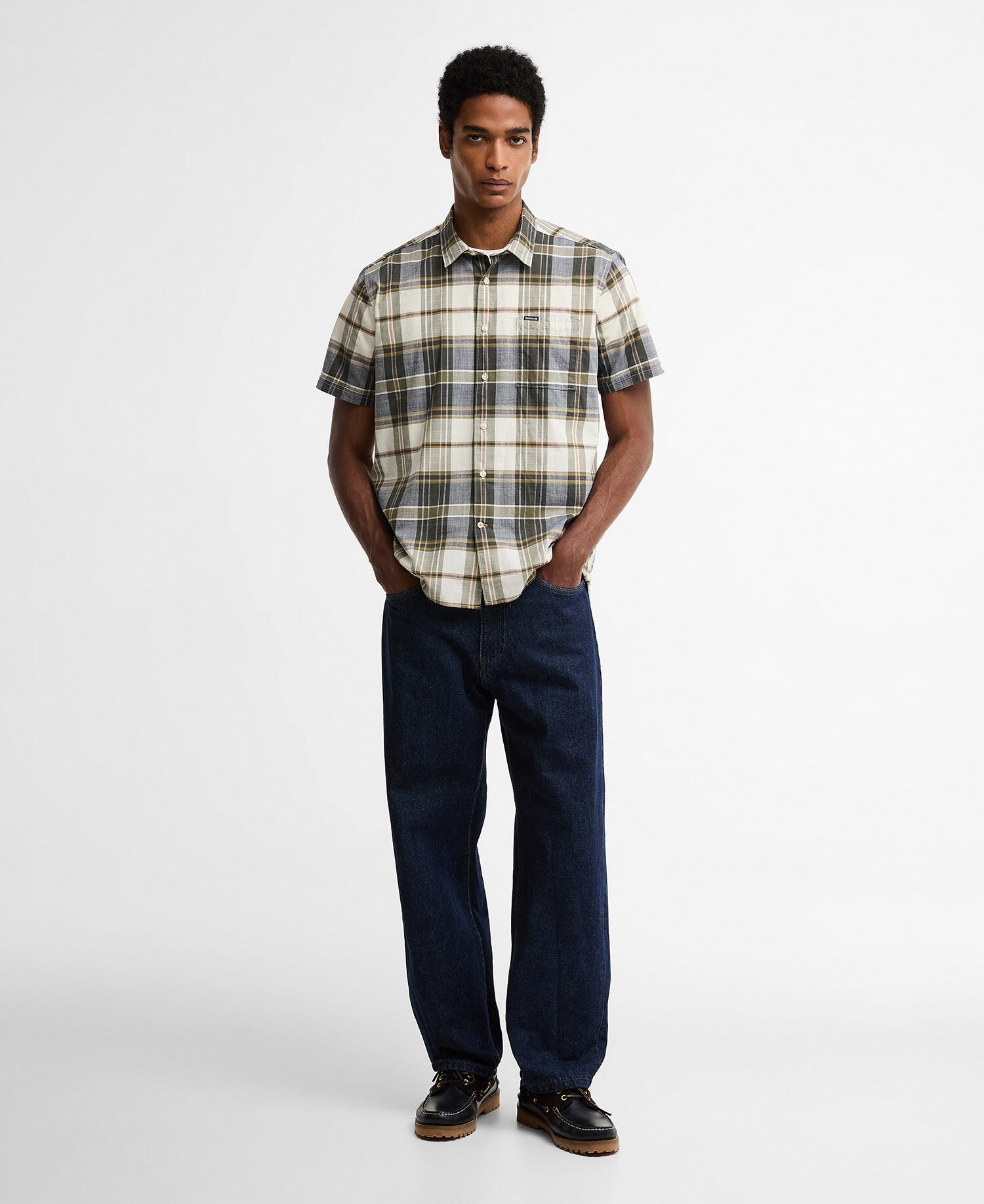 Grassbeach Check Short-Sleeved Shirt Whisper White