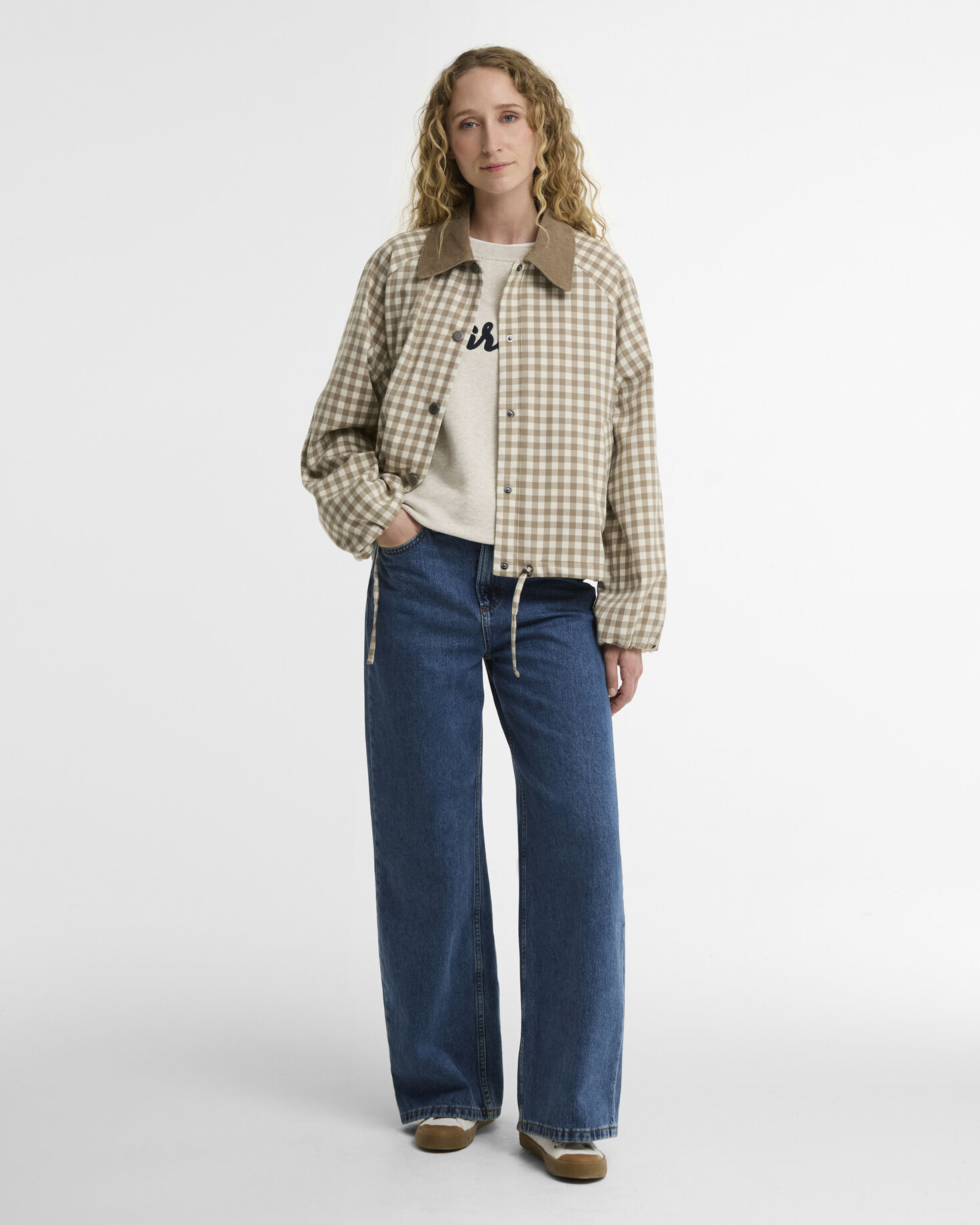 Ovingham Gingham Casual Jacket Sand/Neutral